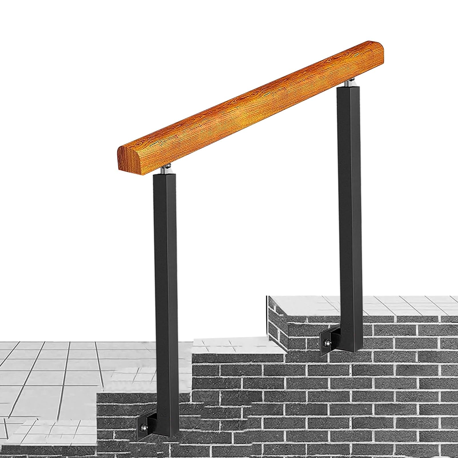 Rampe d'escalier en métal durable kit réglable à 3 marches pour murs latér