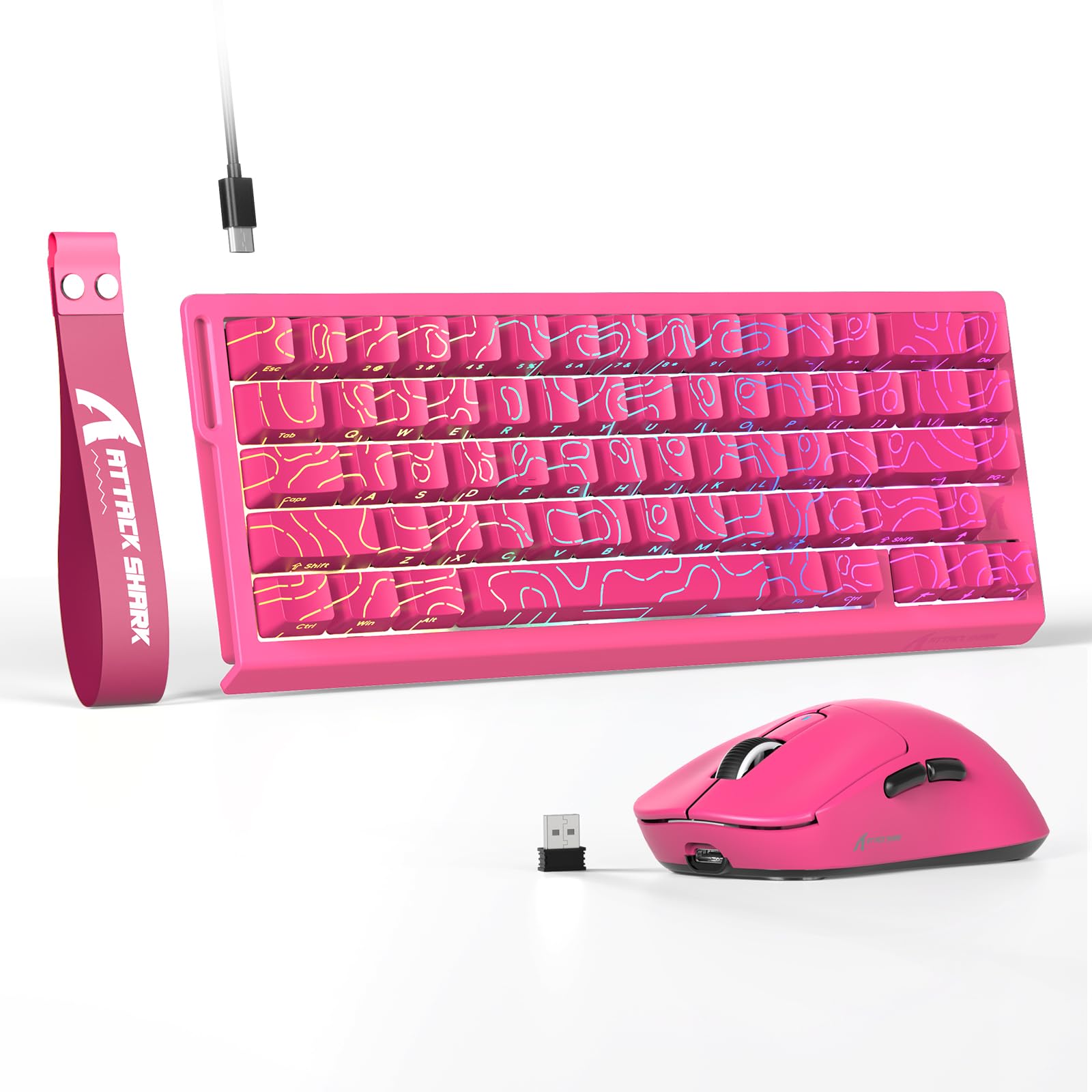 ATTACK SHARK X68HE キーボード + X3 ワイヤレスマウス Amazon.com: ATTACK SHARK X68 HE Wired Magnetic Keyboard with X3