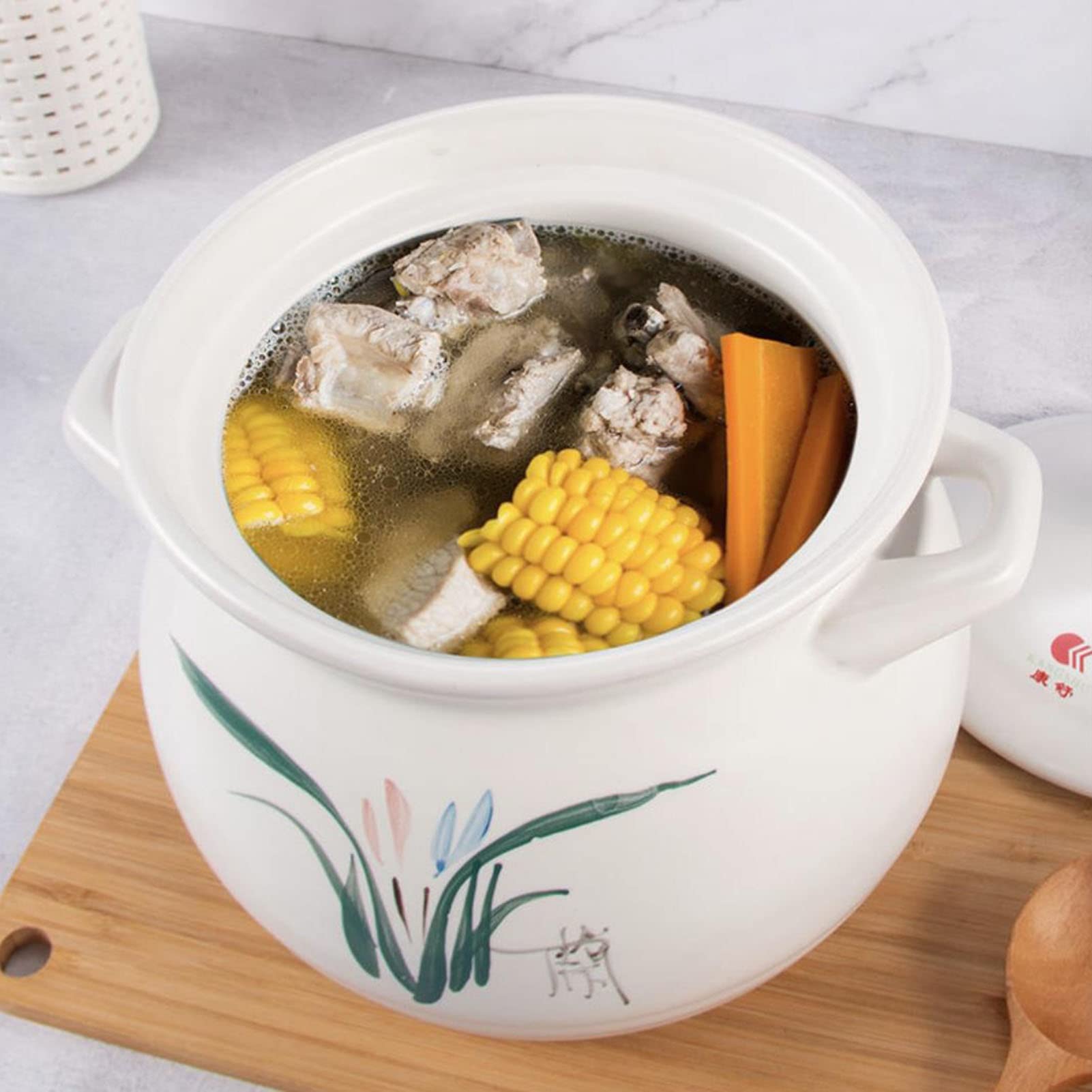 Japoński garnek gliniany garnek - gliniany garnek do gulaszu do zupy i gotowania - styl retro ceramiczny domowy niezbędny do kuchni