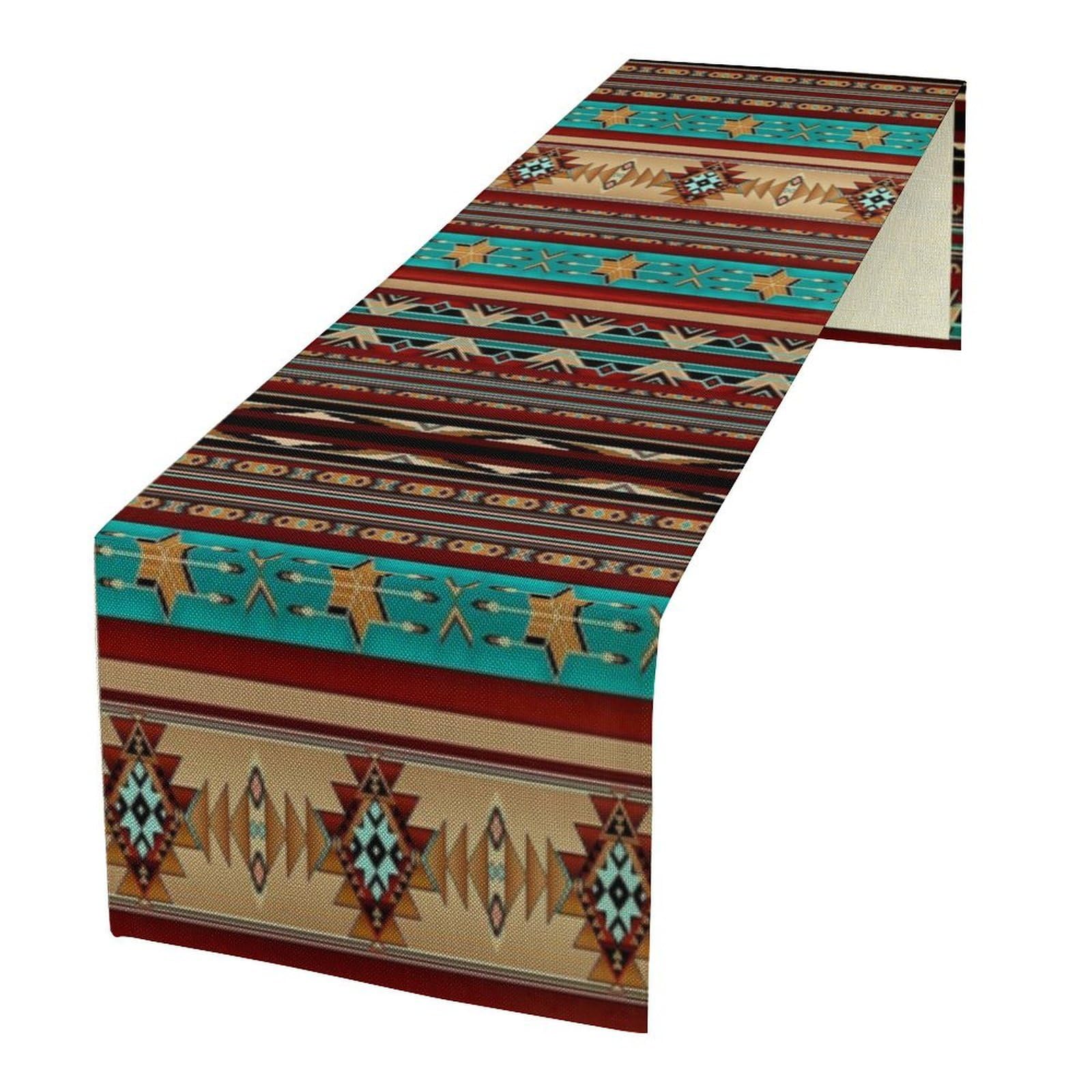 Aztec Southwest Table Runner,Ethnic Style Design Geometric Table Runners Dresser Scarves Table Setting Decor for Garden Farmhouse Wedding Party Holiday Dinner Home 13x60 Inch