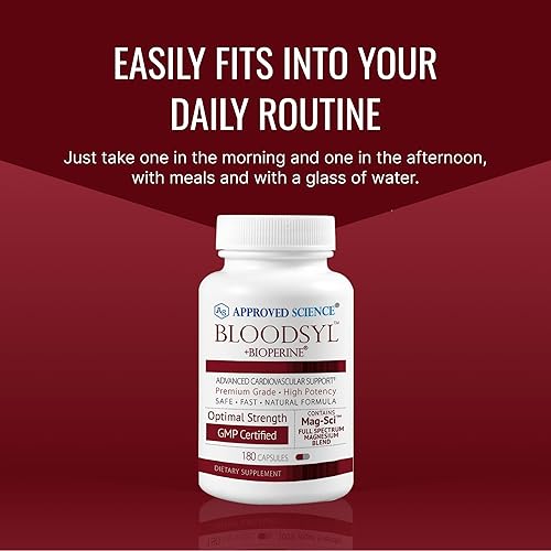 Miniatura 6 de Approved Science Bloodsyl - Soporte para la presión arterial y el colesterol - Hawthorne, Magnesio, BioPerine - 360 cápsulas veganas - Suministro