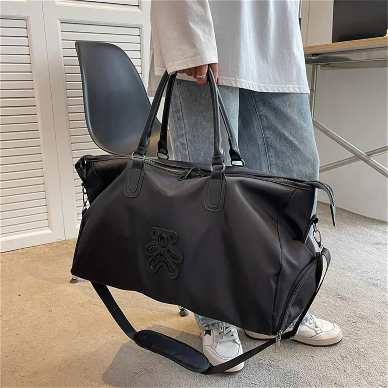 Bolsa de Viaje Bolsa de Deporte for Mujer, Bolsas de Viaje, Bolsas de Fin de Semana Impermeables, Maletas, Bolsos de Mano, Equipaje, Bolsos de Hombro for Yoga con Bolsa for Zapatos(Grey)