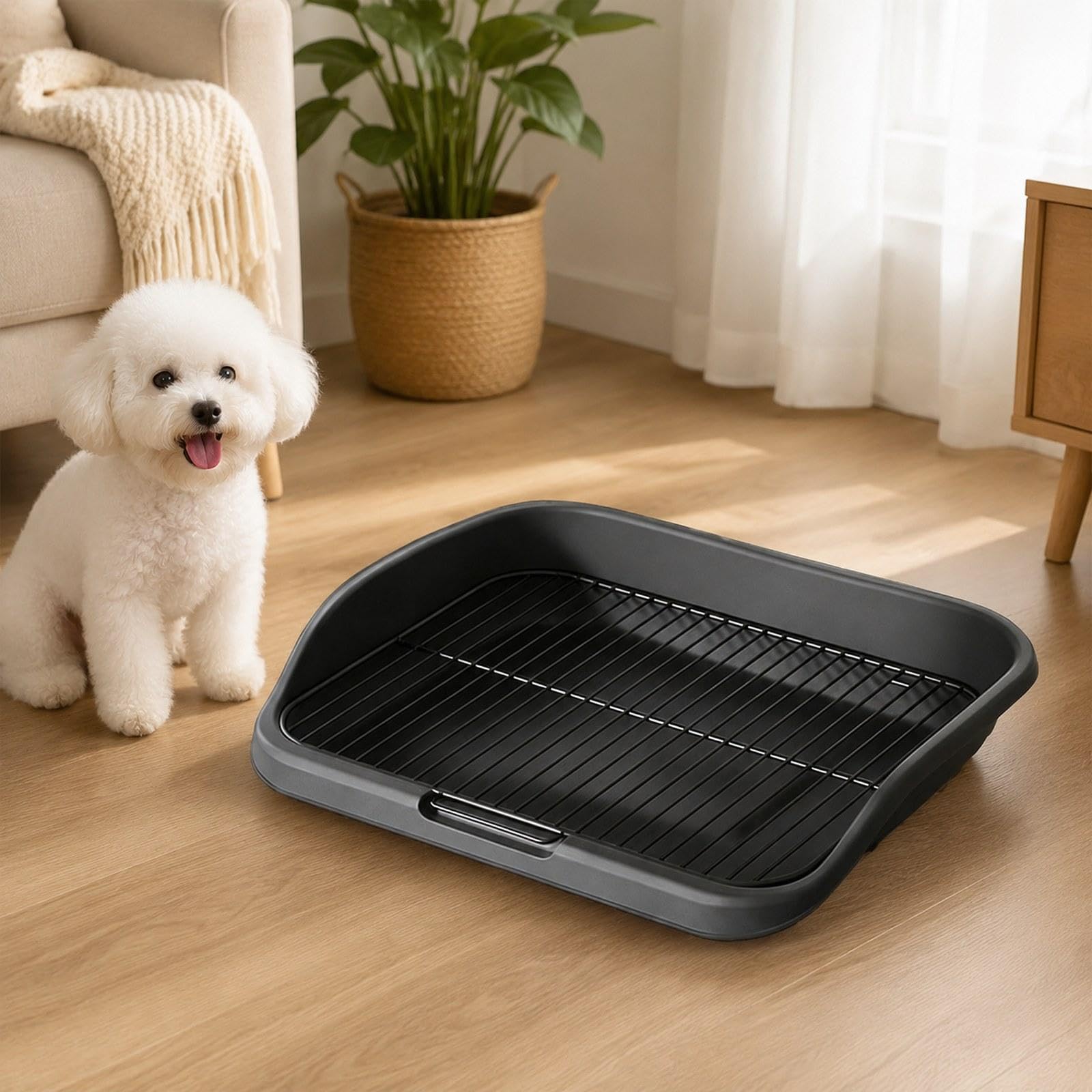 perfk Bac à litière pour Chiots, idéal pour l'apprentissage de la propreté, Les Petits et Moyens Chiens, Ainsi Que pour l'extérieur et, Noir