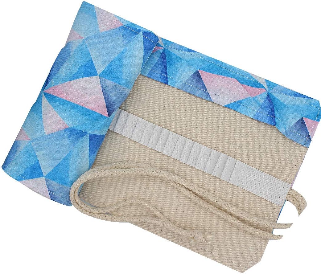 SIPLIV Canvas Roll-up Pencil Wrap, Travel Drawing Coloring Pencils Pouch for Artist Rhombus Lattice 48 Holes(Pencils are Not Included) - Image 3