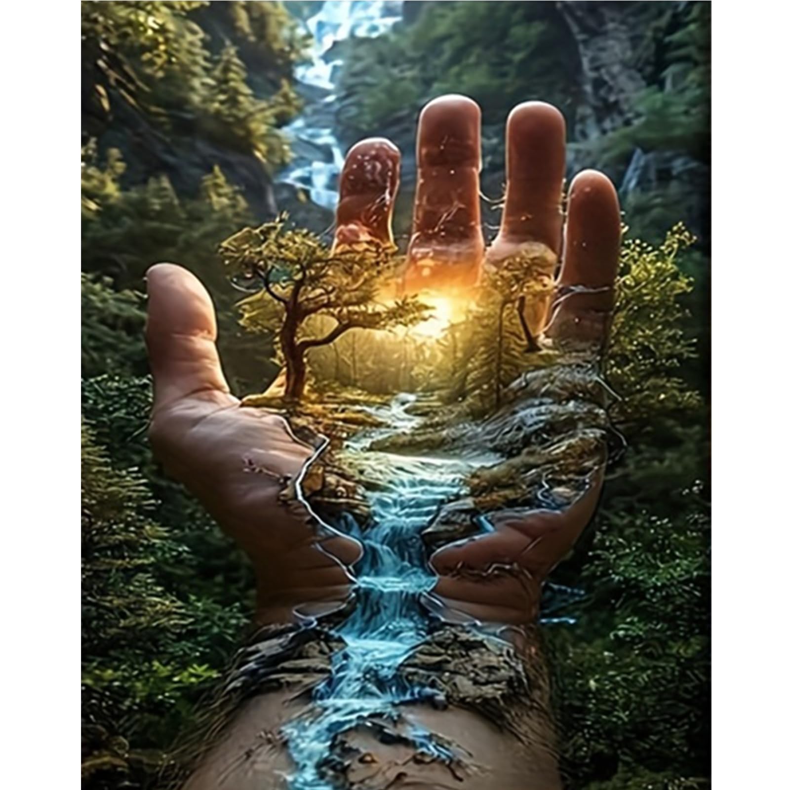 POETRYDRAW Hand Scenery DIY Paint By Numbers Kit on Canvas 40x50cm Without Frame Paint by Numbers Kits Drawing Paintwork for Adults Gift Home Wall Decor