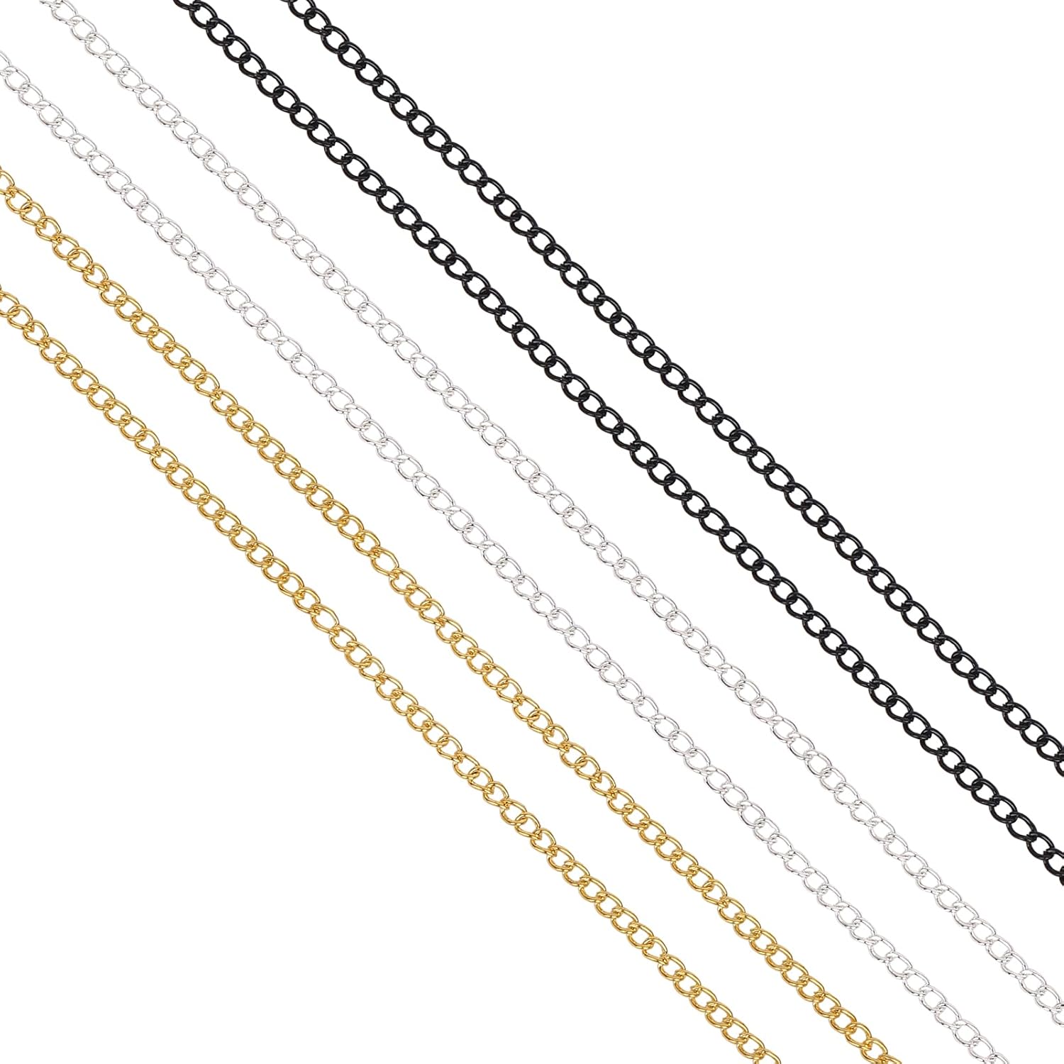 60 Feet Metal Iron Jewelry Chains 3mm Bulk Curb Necklace Chains for Jewelry Making (3mm Gold and Silver) - Image 6