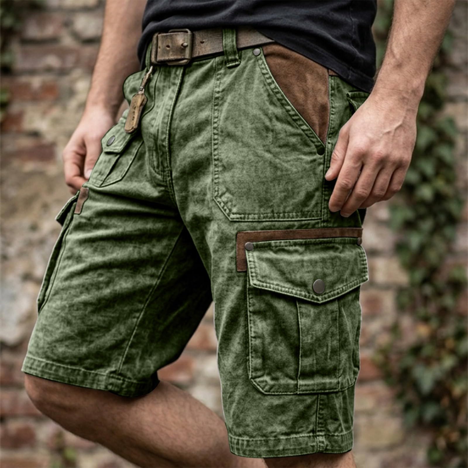Pantaloncini cargo da uomo con molte tasche, traspiranti, chino