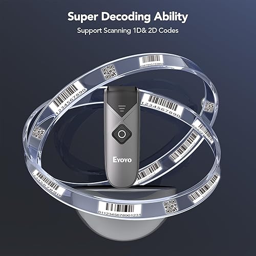 Miniatura 4 de Eyoyo Bluetooth 2D&1D Barcode Scanner, Portable Wireless Mini Barcode Reader with 2.4G WirelessBluetoothUSB Wired Connection QR Code Scanner