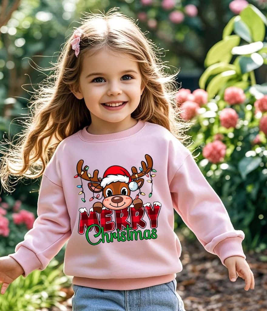 Boys Girls Christmas Sweatshirt Ugly Xmas Long Sleeve Toddler Kids Tops Truck Elk Pullover for 2-7 Years - Image 2