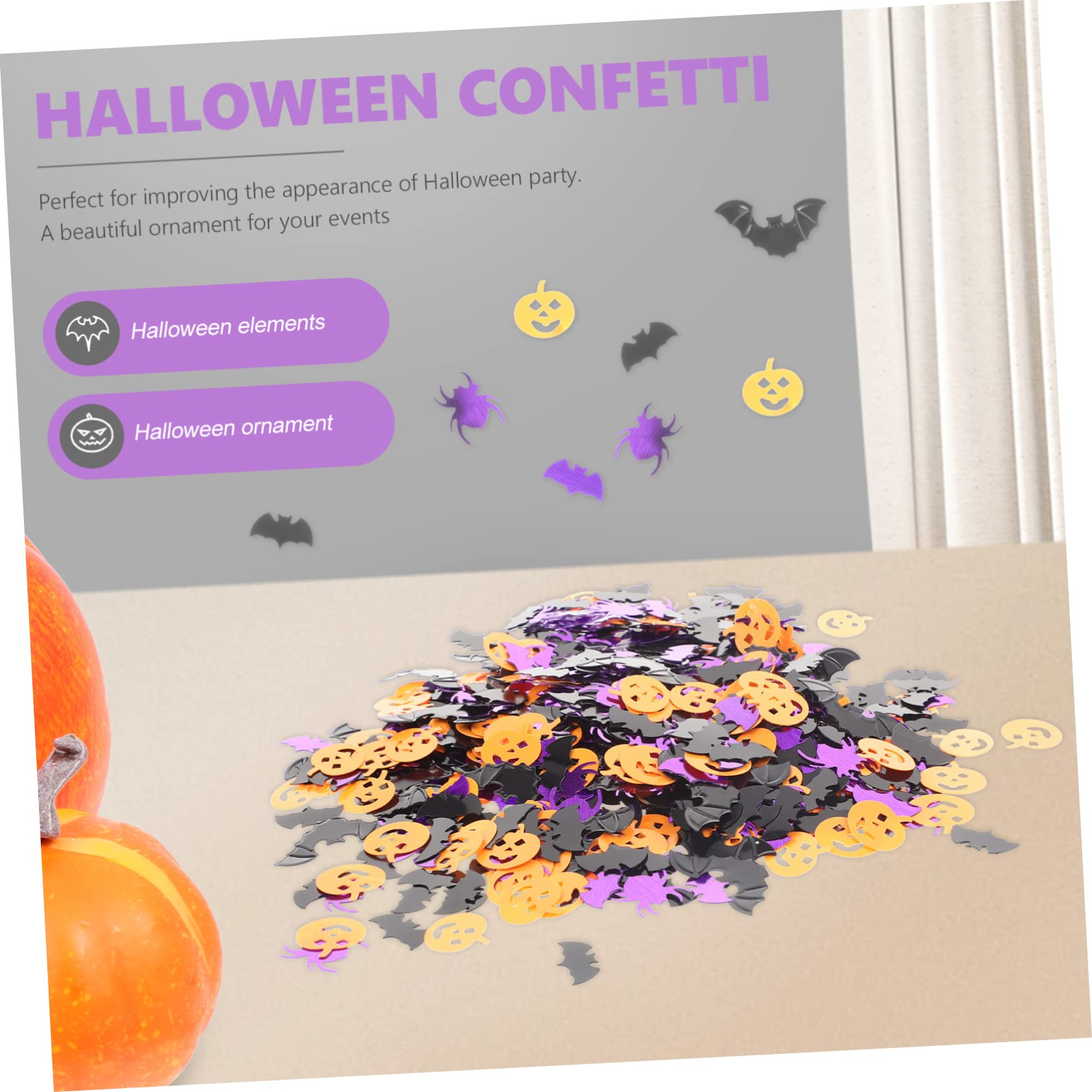5-częściowy zestaw konfetti z tworzywa sztucznego do dekoracji stołu na Halloween, z konfetti nietoperza do rozsypywania na stole