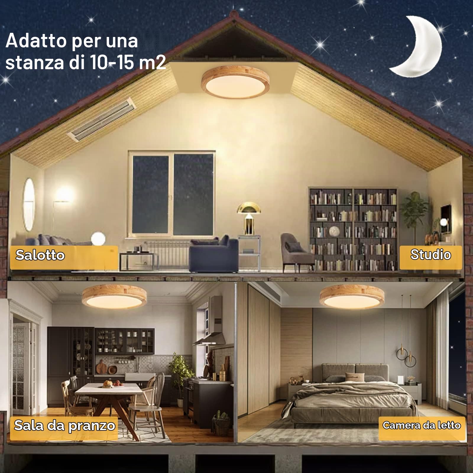 Plafoniera LED Soffitto Moderna 40CM in Legno 28W 3000K Bianco Caldo per Camera da Letto/Ufficio/Cucina/Corridoio/Balcone | Lampada da soffitto a LED bianca calda, rotonda, per soggiorno, camera da letto, ufficio, corridoio, balcone