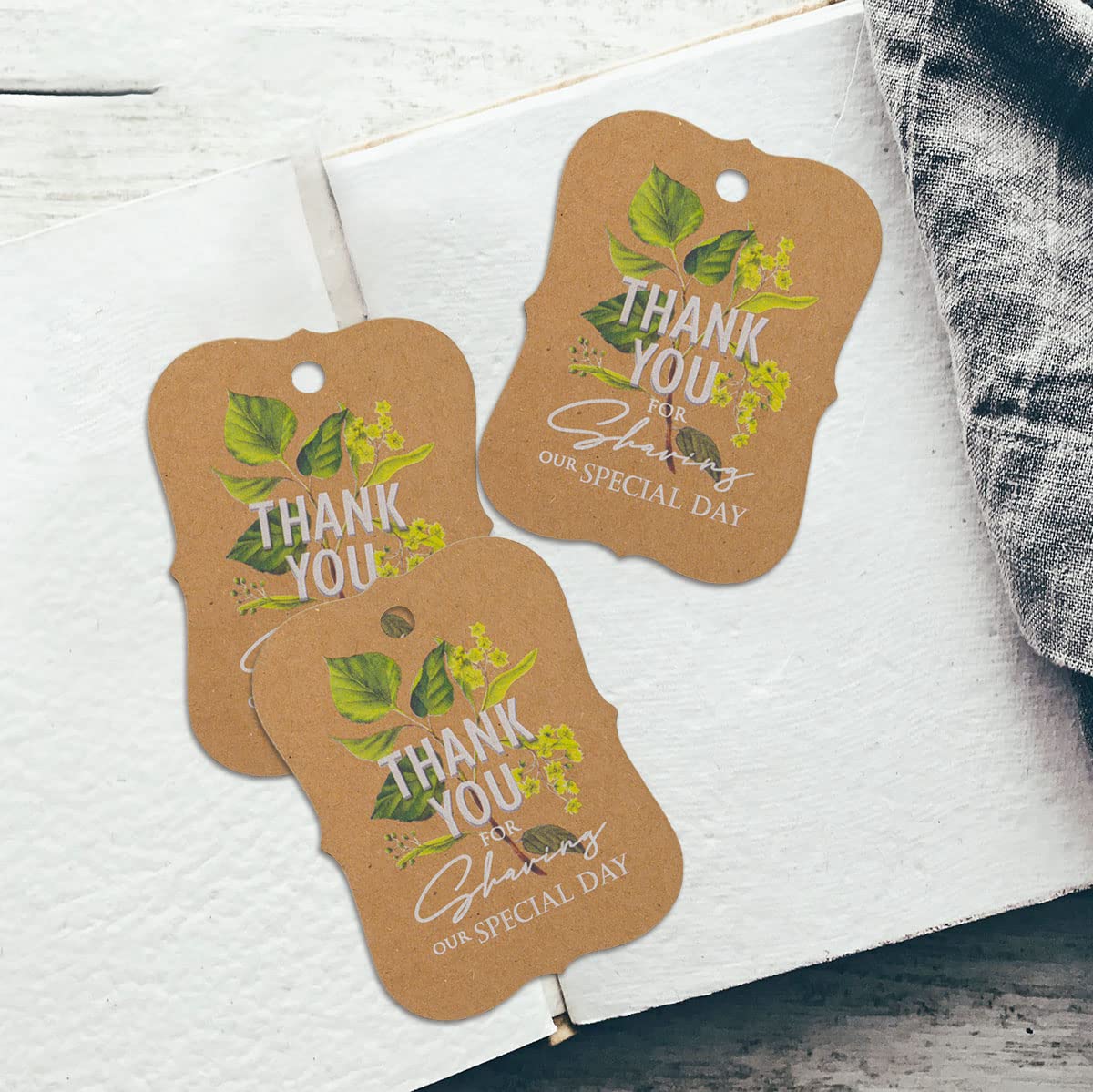 Summer-Ray 50pcs Thank You for Sharing Our Special Day Tags Wedding Bridal Shower Favours Gift Tags with Floral Theme (Kraft Brown) - Image 3
