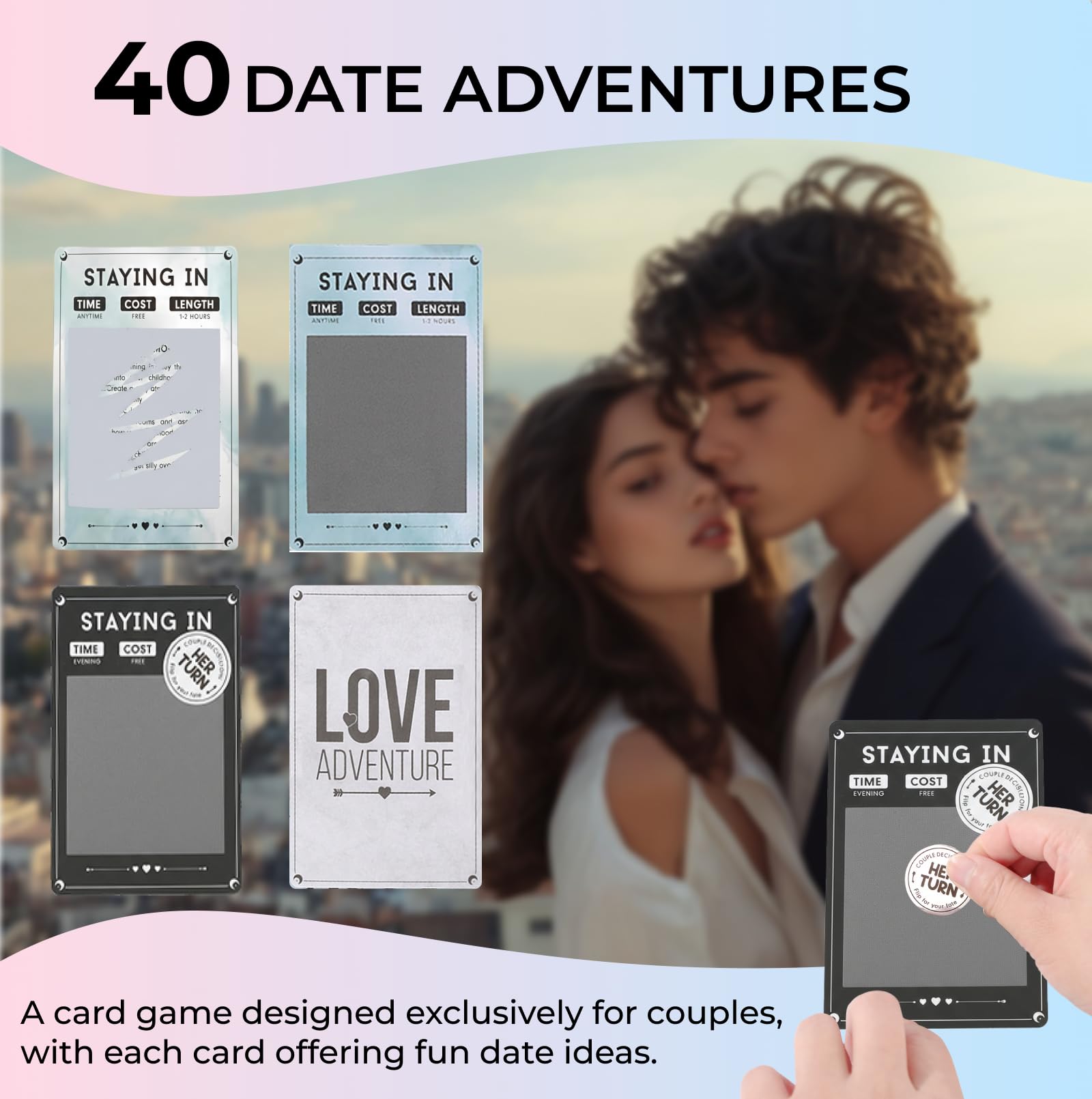 Kaelorae 40 Creative Date Night Card Games for Couples Scratch Off Date Deck Relationship Building Card Game Unique Couples Gift for Boyfriend Husband Wife Anniversary or Wedding - Image 2