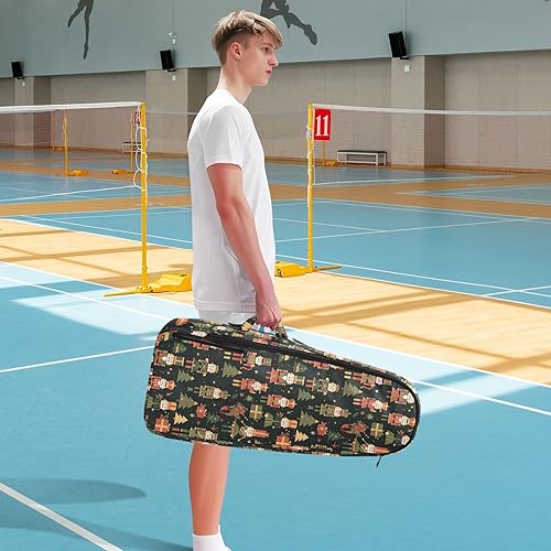 Miniatura 8 de Mochila de tenis de bádminton ligera Feliz Navidad Negro Cascanueces soldados Deporte Pickleball Bolsa de bádminton para Hombres Mujeres Tenis