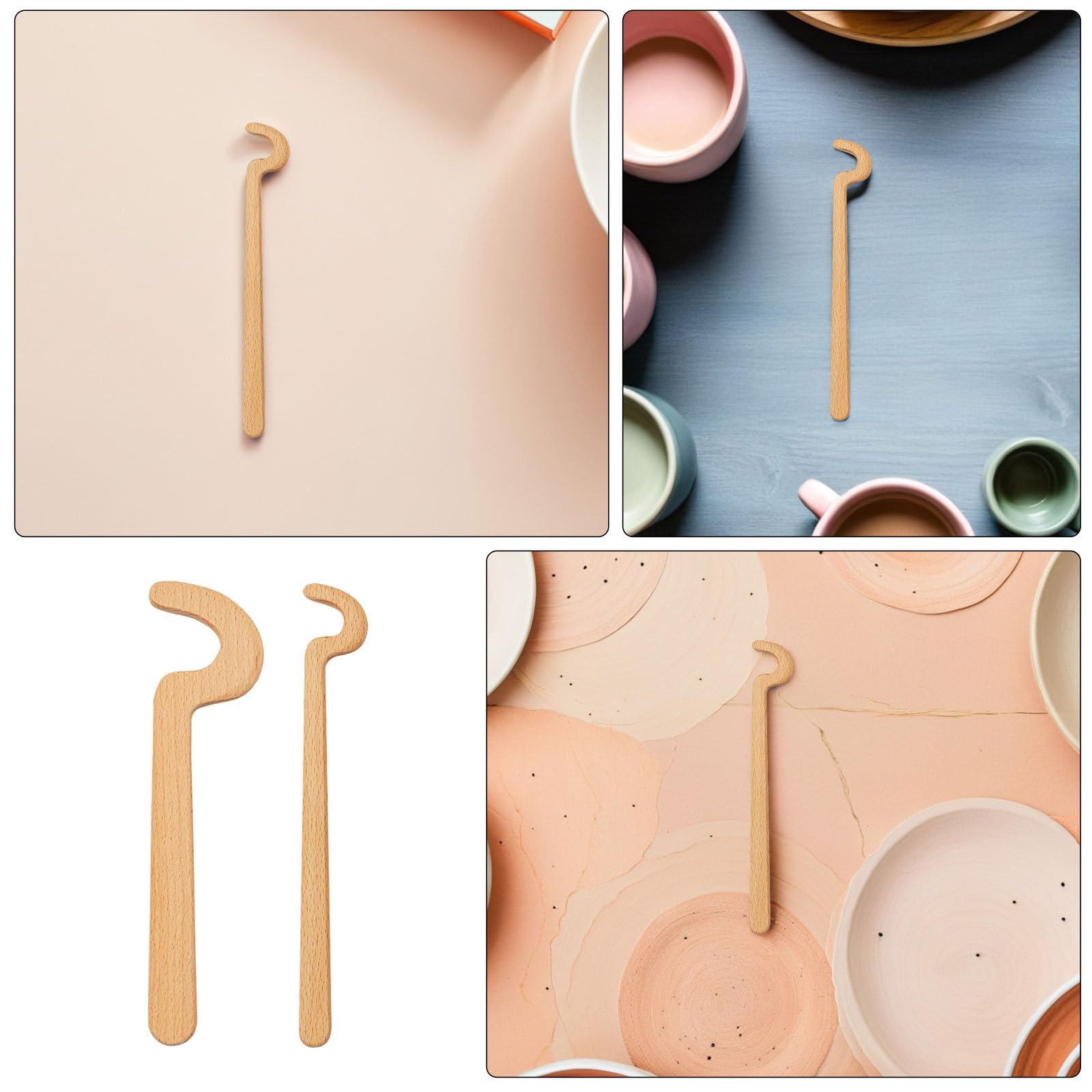 SEWACC 2 Piezas Herramientas para Modelar Arcilla con Mango Ergonómico para Alfarería Palos de Madera para Esculpir Bordes y Dar Forma Precisa Cerámica para Principiantes y Artistas