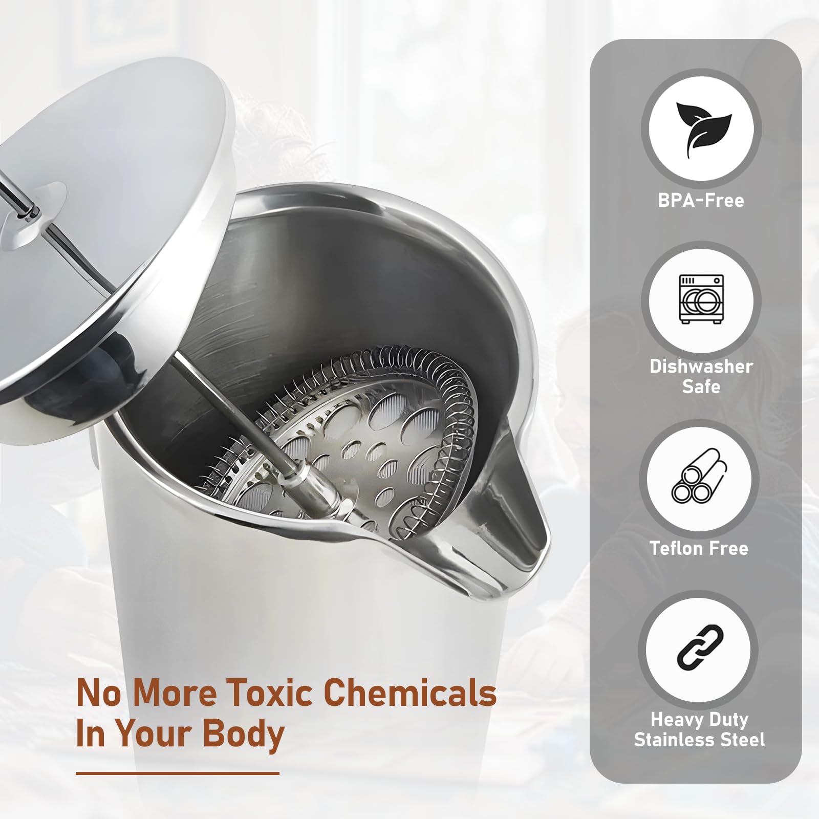 TOMAKEIT 1L/34 Oz French Press Coffee Maker,304 Stainless Steel Inserts Coffee Press,Durable & Easy Clean,Leak-Proof Design,Prensa Francesa Para Cafe for Home,Office,Camping