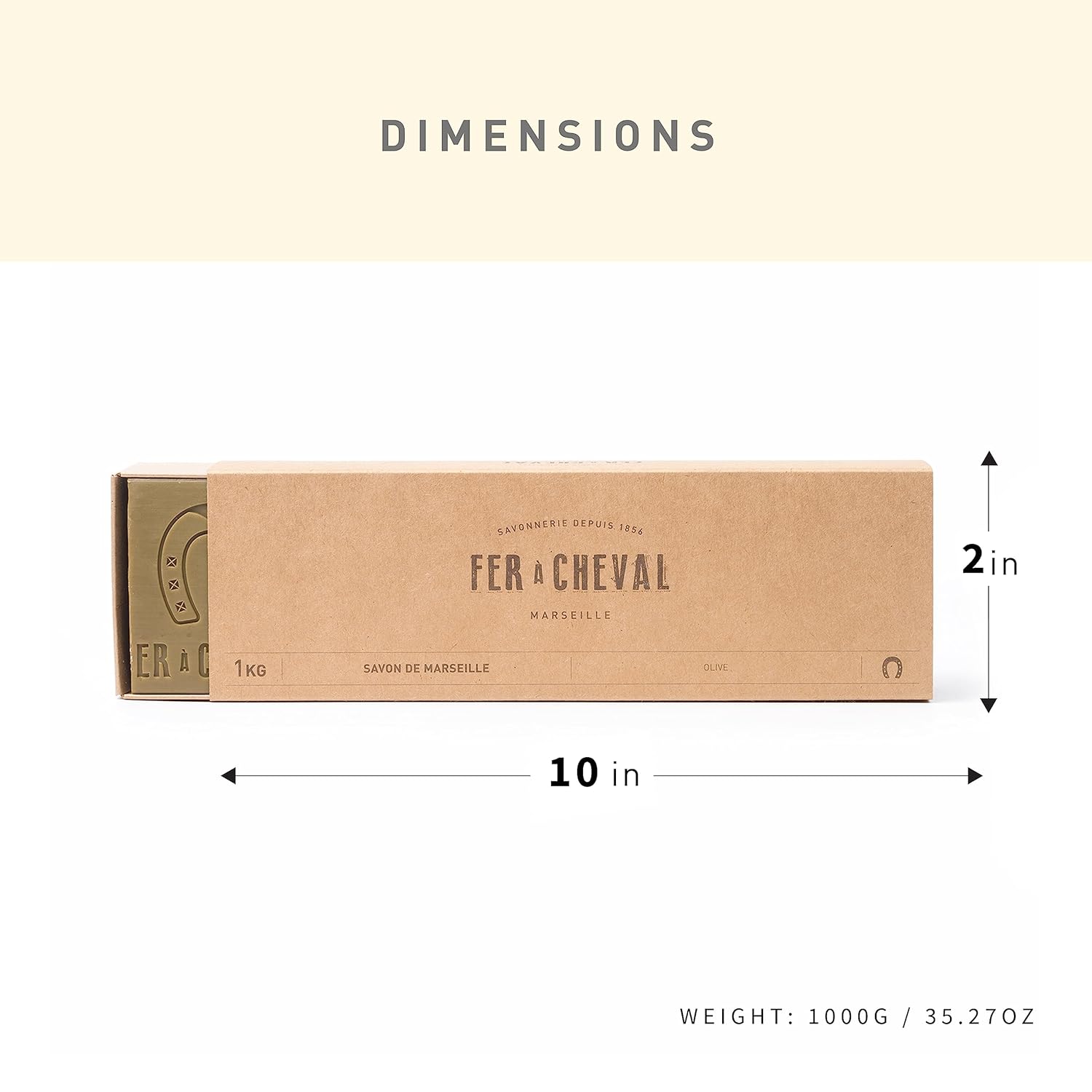 Fer à Cheval Authentic Savon De Marseille Soap Bar, Olive Bar Slices 6 pieces 1 kg/35.5 oz, Natural Plant-Based, Hypoallergenic Cubes with French Olive Oil