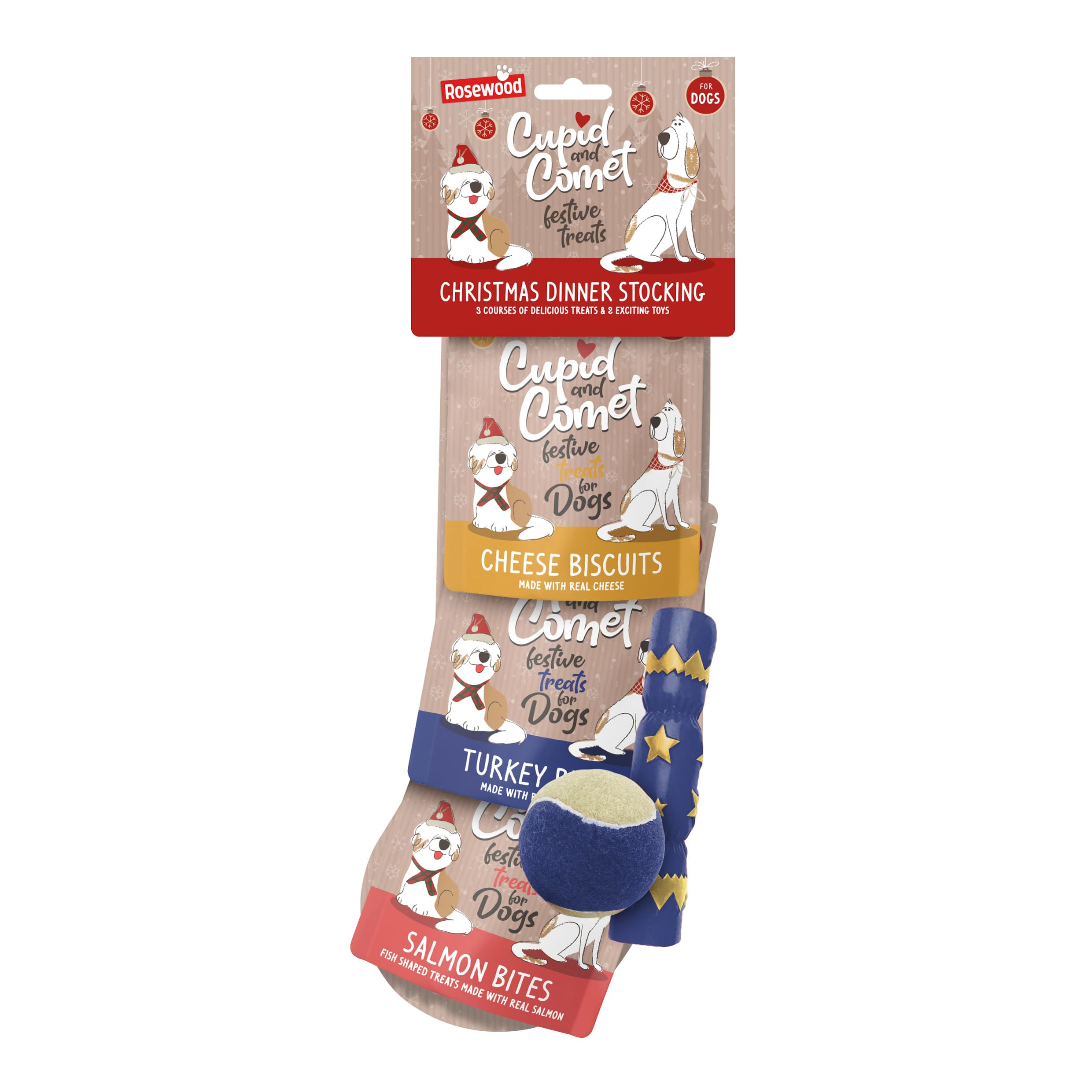 RosewoodCupid & Comet Christmas Dinner & Toys Stocking Gift, Dog Treats