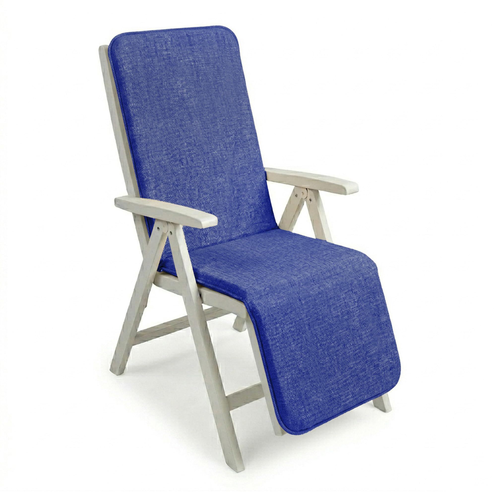 Sicignano Cuscino per Sdraio con Prolunga Capri, Cotone e Poliestere, 154x49 cm, Beige e Blu, con Elastico e Fettuccia (Blu)
