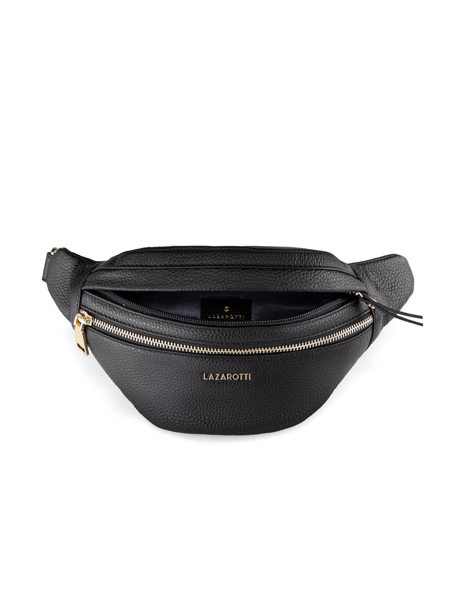 Lazarotti Bologna XL Leder Gürteltasche Damen | 2 Reißverschlussfächer | große Bauchtasche 25 cm