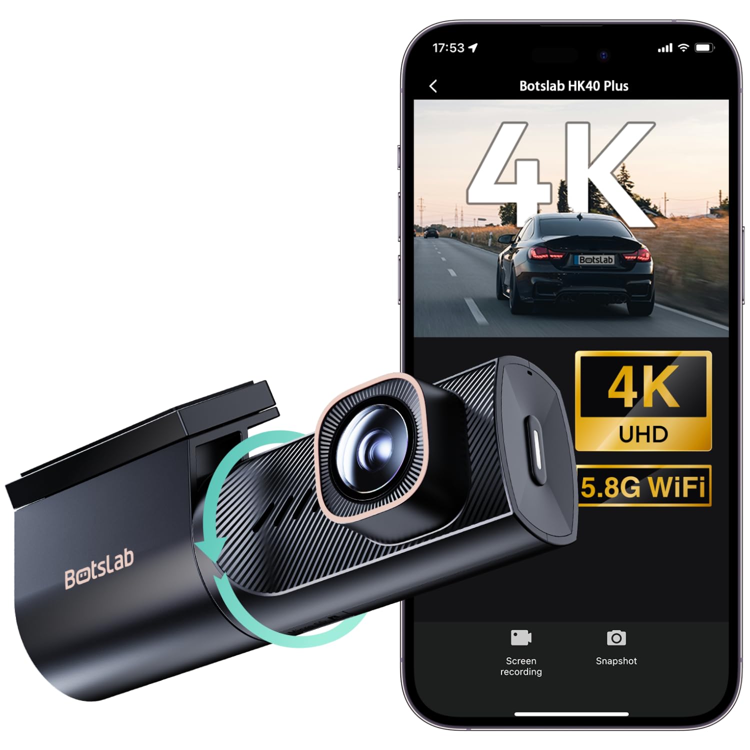 BOTSLAB Dash Cam Autokamera Vorne 4K Parent