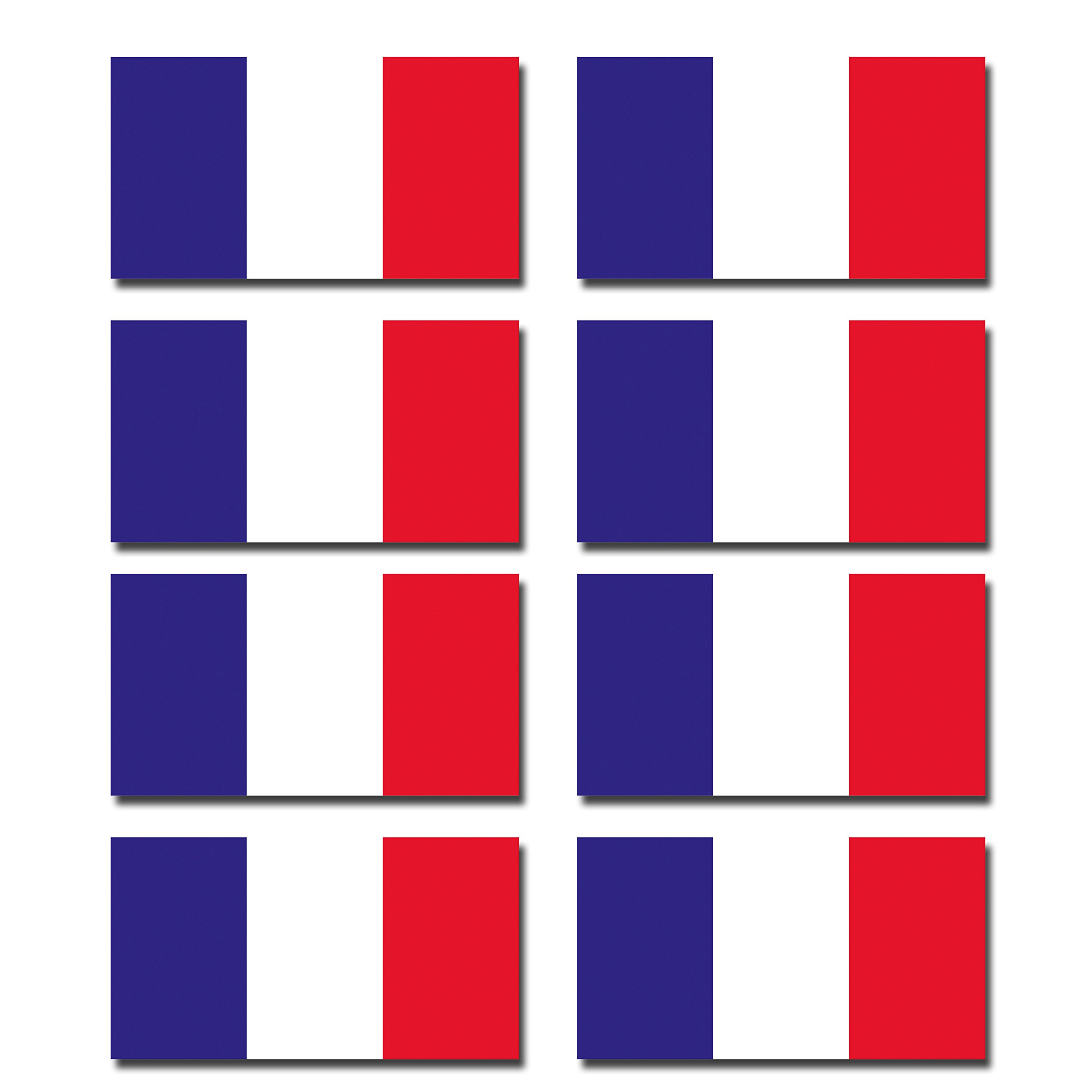 Destinationvinyl Multi 8 X Glossy Vinyl Stickers - French France Small Flag Flags Helmet Bike Motorbike #0195 (1Cm Tall X 1.84Cm Wide)