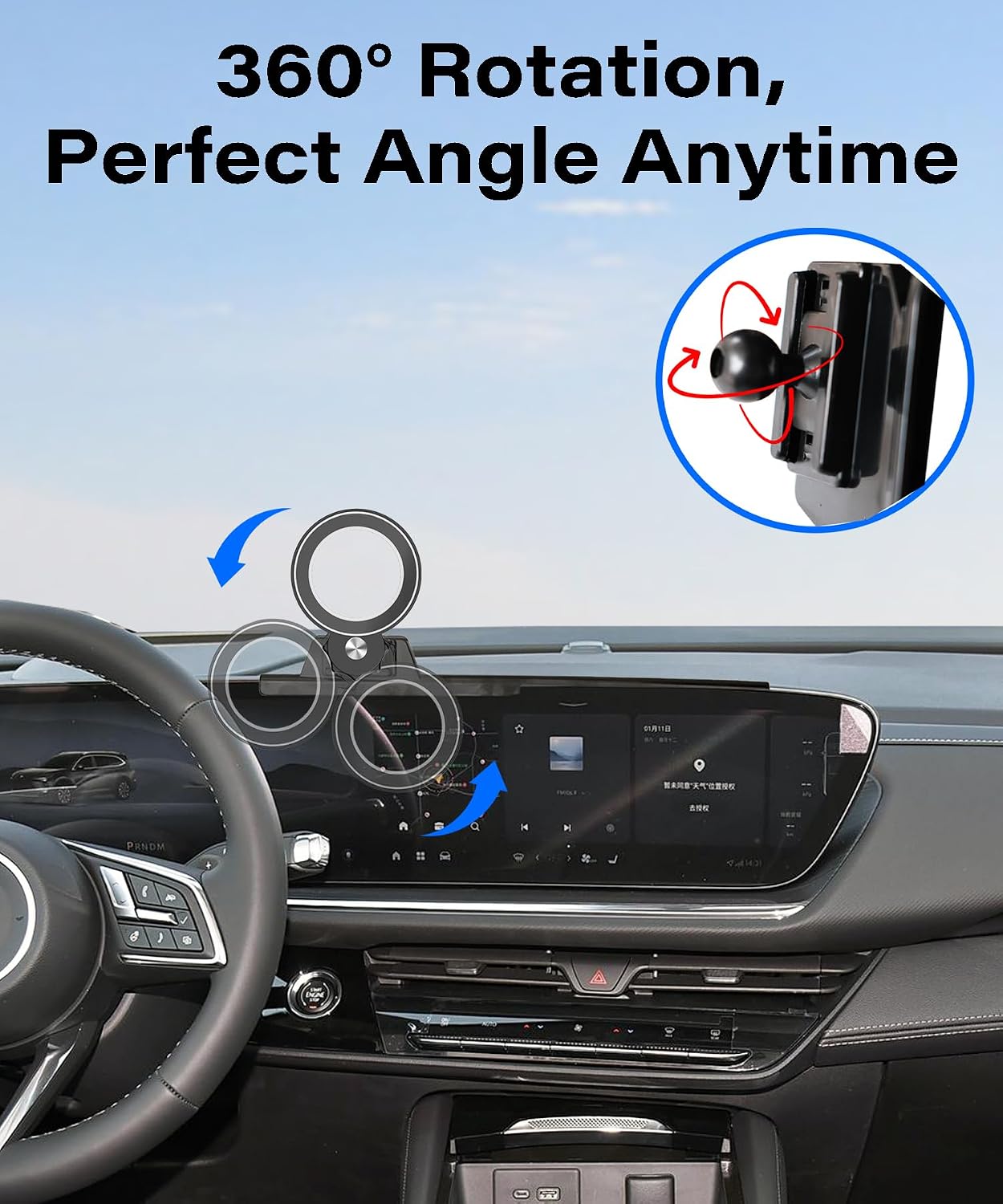 Car Phone Holder for Buick Envision 2024 2025 Accessories Apply to 30 Inch Touch Screen Fixed Clip Magnetic Cell Phone Mount Hands-Free 360 Degree Rotation