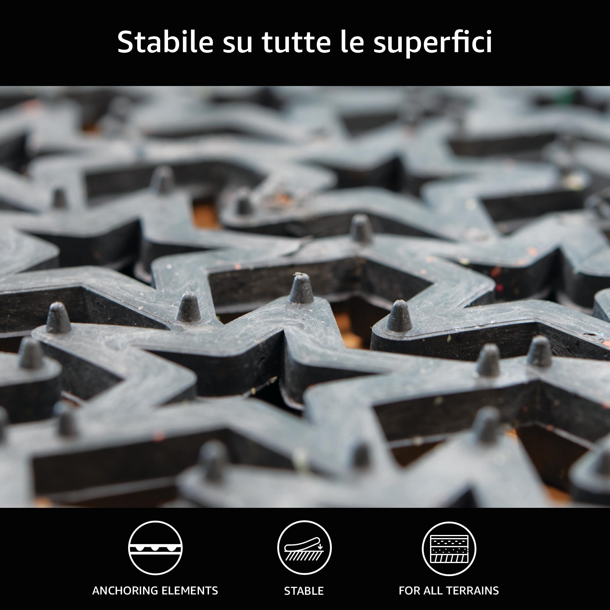 Comart - Zerbino Stellato - Tappeto per Ingresso Esterno - 40x70 cm - Drenante - Impermeabile - Antiscivolo - Autobloccante - PVC Traforato - Resistente - per Giardini e Ingressi Condominiali - Nero