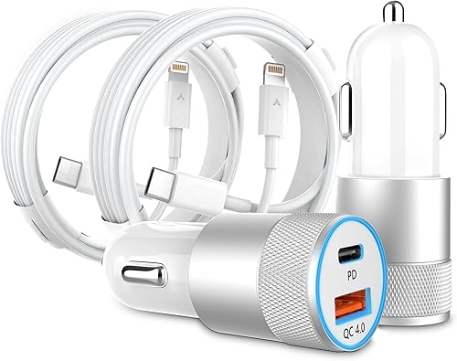 Cargador de coche certificado Apple MFi, paquete de 2 cargadores USB C de doble puerto de 48 W, adaptador de coche rápido para iPhone con cable disponible en Yaxa Costa Rica