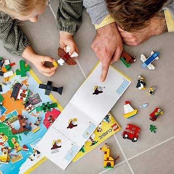 LEGO Classic World Tour Creative Toy Making Set (950 Pieces) featuring Iconic Animal Toys for Children Ages 11015-4 and Over