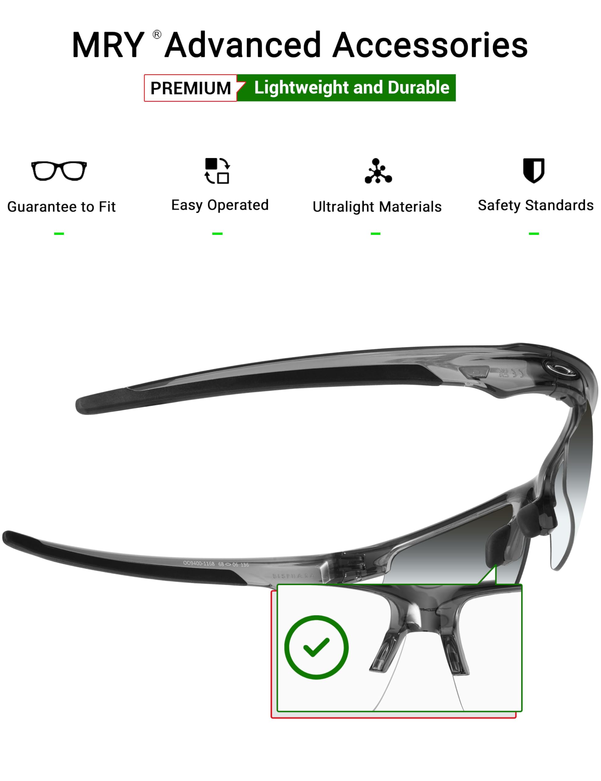 Mryok Kit naselli di ricambio Earsocks per occhiali da sole Oakley Bisphaera OO9400 - Opt