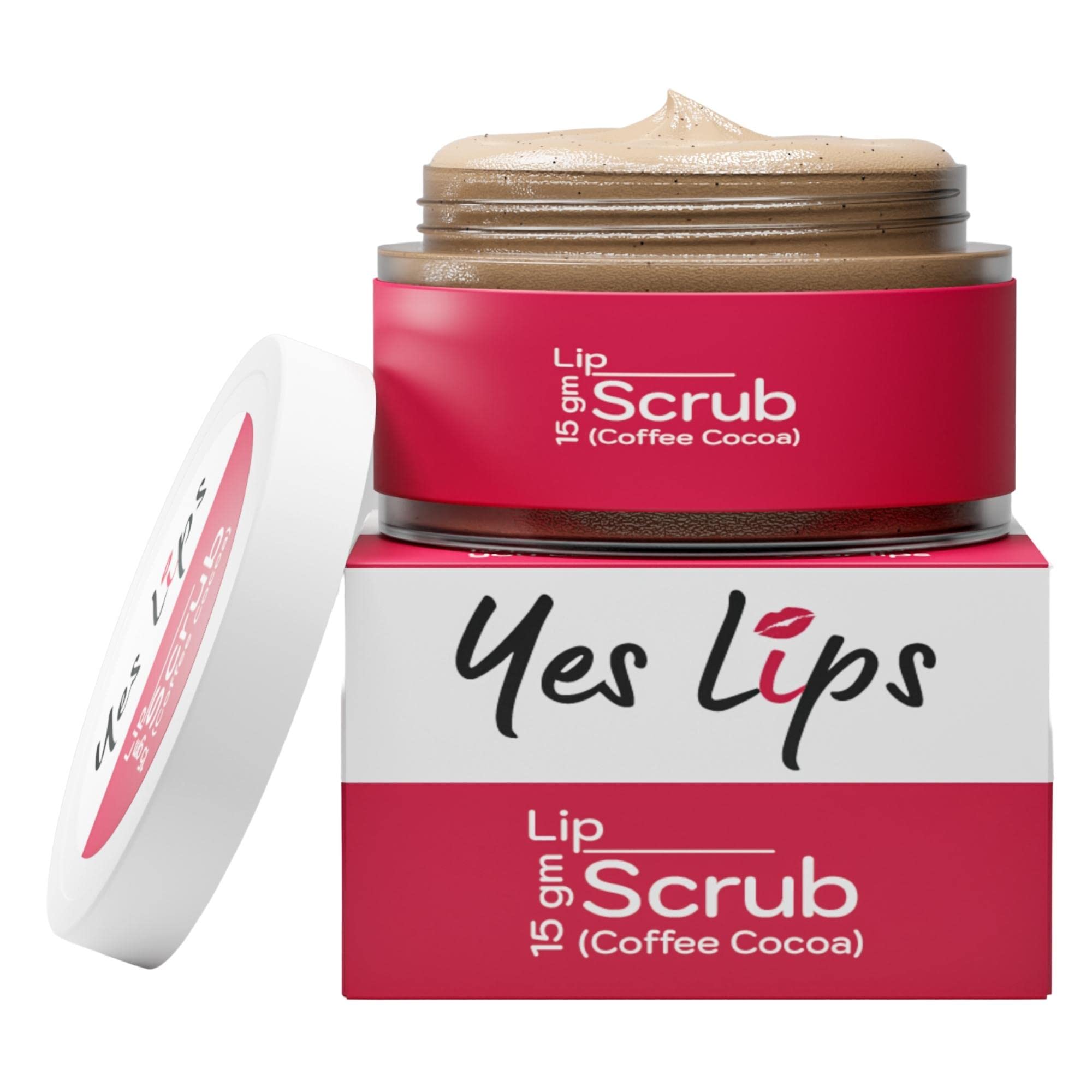 Yes Lips Coffee Cocoa Lip Scrub Balm For Brightening Pink Baby Like Lips For Men & Women Enriched With Coffee Extract, Cocoa Powder & Coconut Oil (15 gm)
