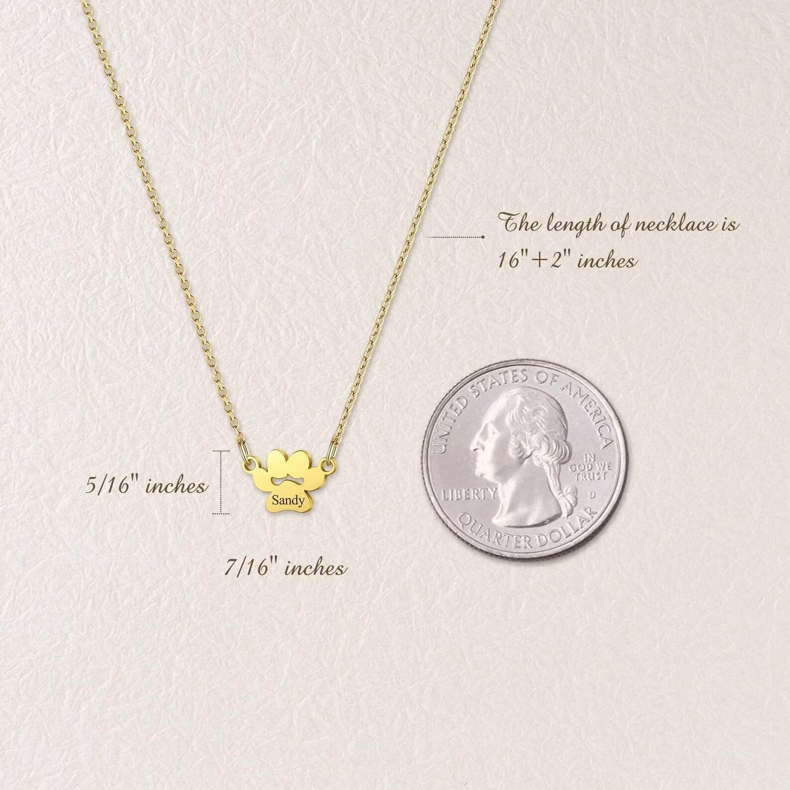 Collana personalizzata con stampa a zampa - Mini collana con nome con stampa a zampa in argento sterling 925 - Collana personalizzata con nome per animali domestici - Regalo per la festa della