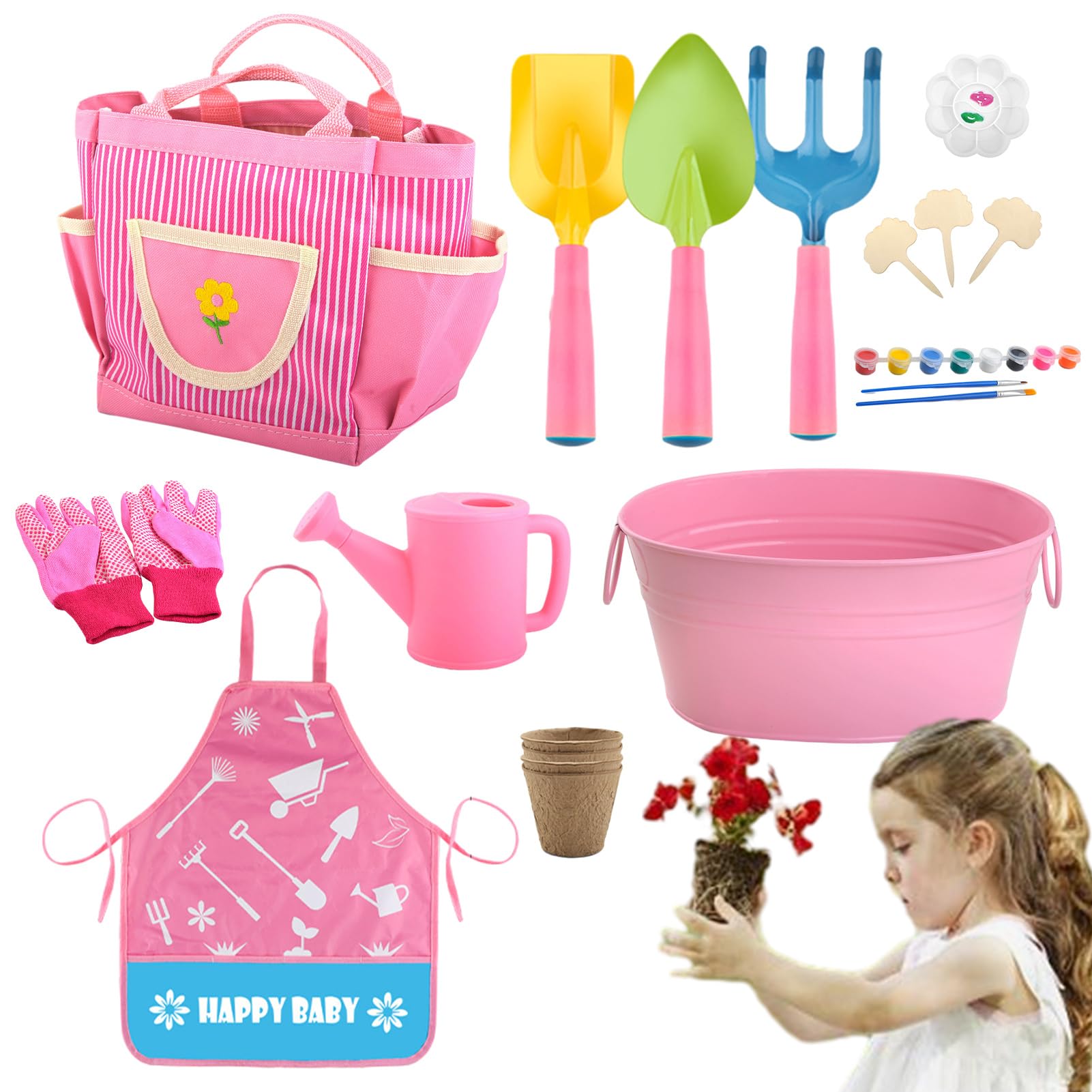Outils Jardin pour Éducatifs STEM | Kit D'outils De Jardinage Avec Tablier Et Gants pour Extérieur Cour Pelouse Plage Anniversaire Pâques Garçons