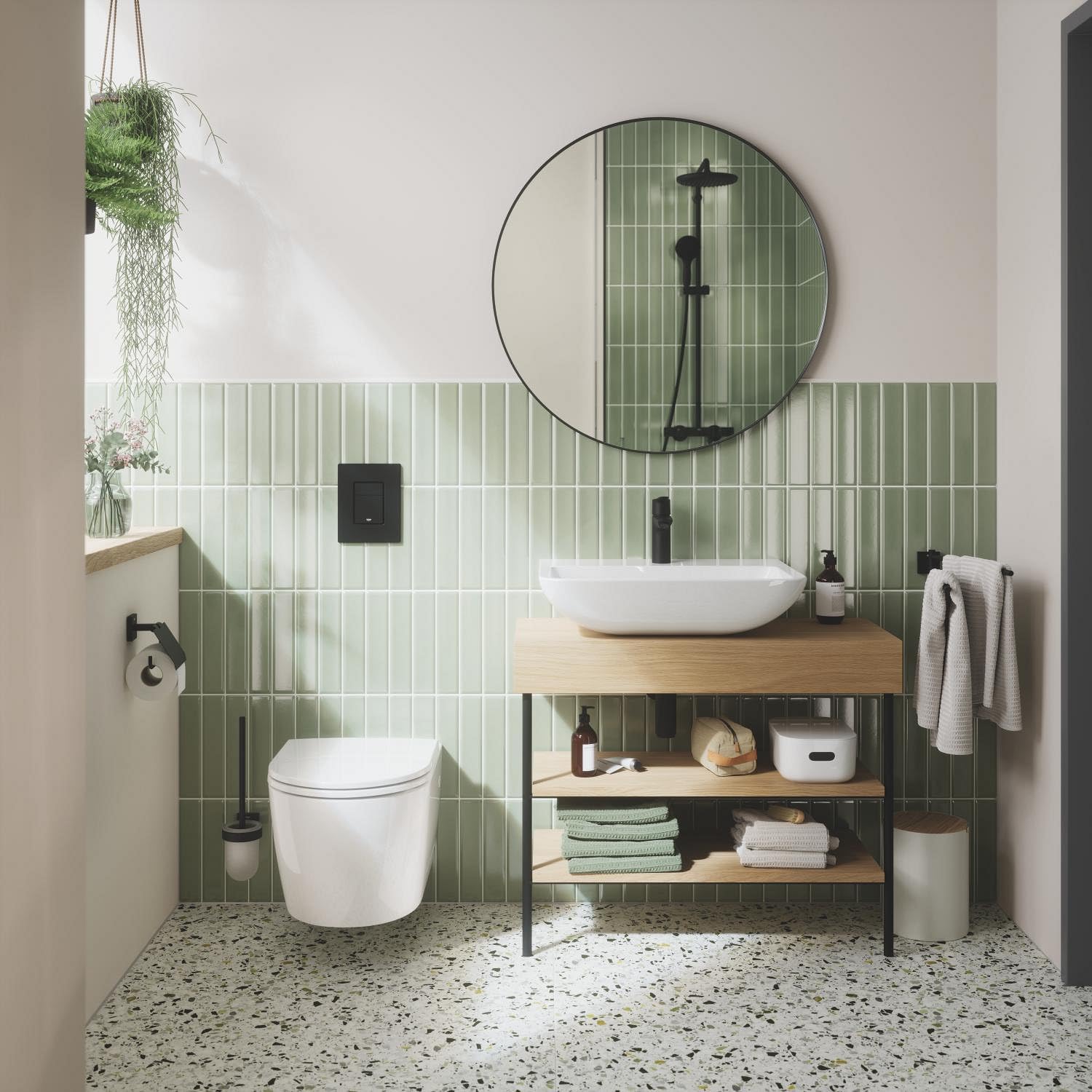 GROHE Start QuickFix 242042432 - Grifo mezclador de lavabo con juego de desagües a presión (tamaño M 192 mm, cartucho de cerámica de 28 mm, ahorro de agua, colas de 3/8 pulgadas, fácil de instalar con