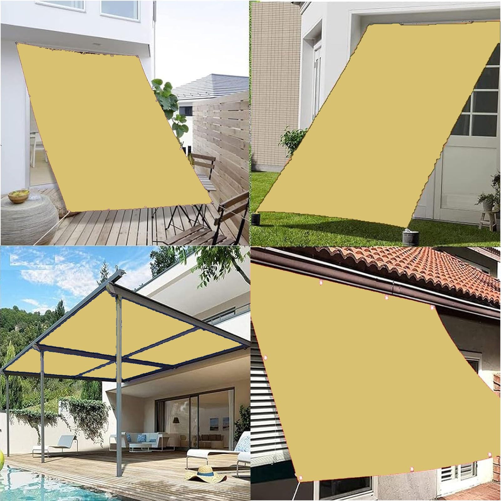 Toldo Vela Rectangular Beige 2x5 M De HDPE – 90% Protección UV, Impermeable Y Transpirable Para Terraza, Jardín O Balcón