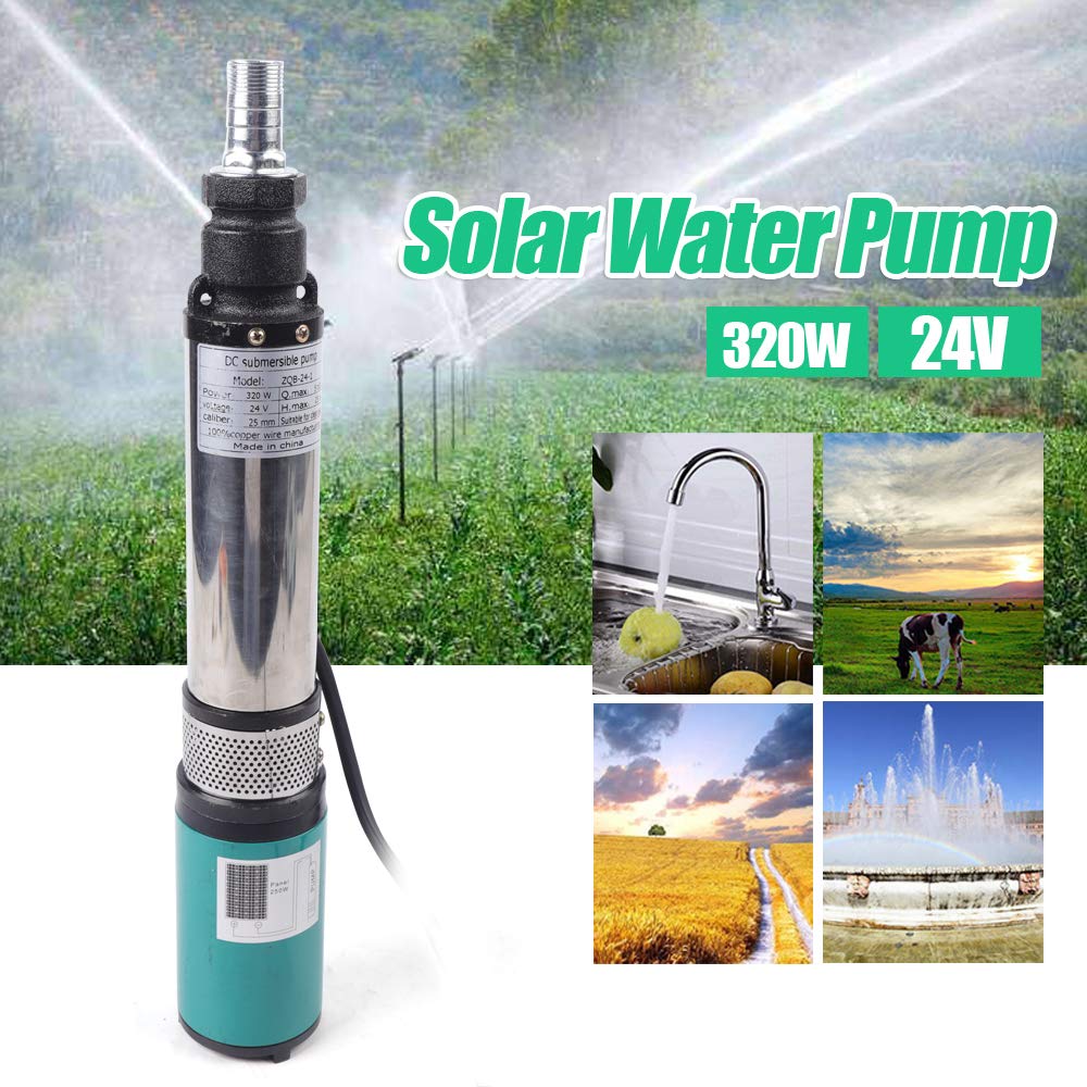 Bomba solar para pozos profundos (24 V, 320 W, acero inoxidable, sumergible, bomba de agua, absorción de agua, bomba de agua, bomba de pozo, para fábricas, minas, operaciones, fuentes