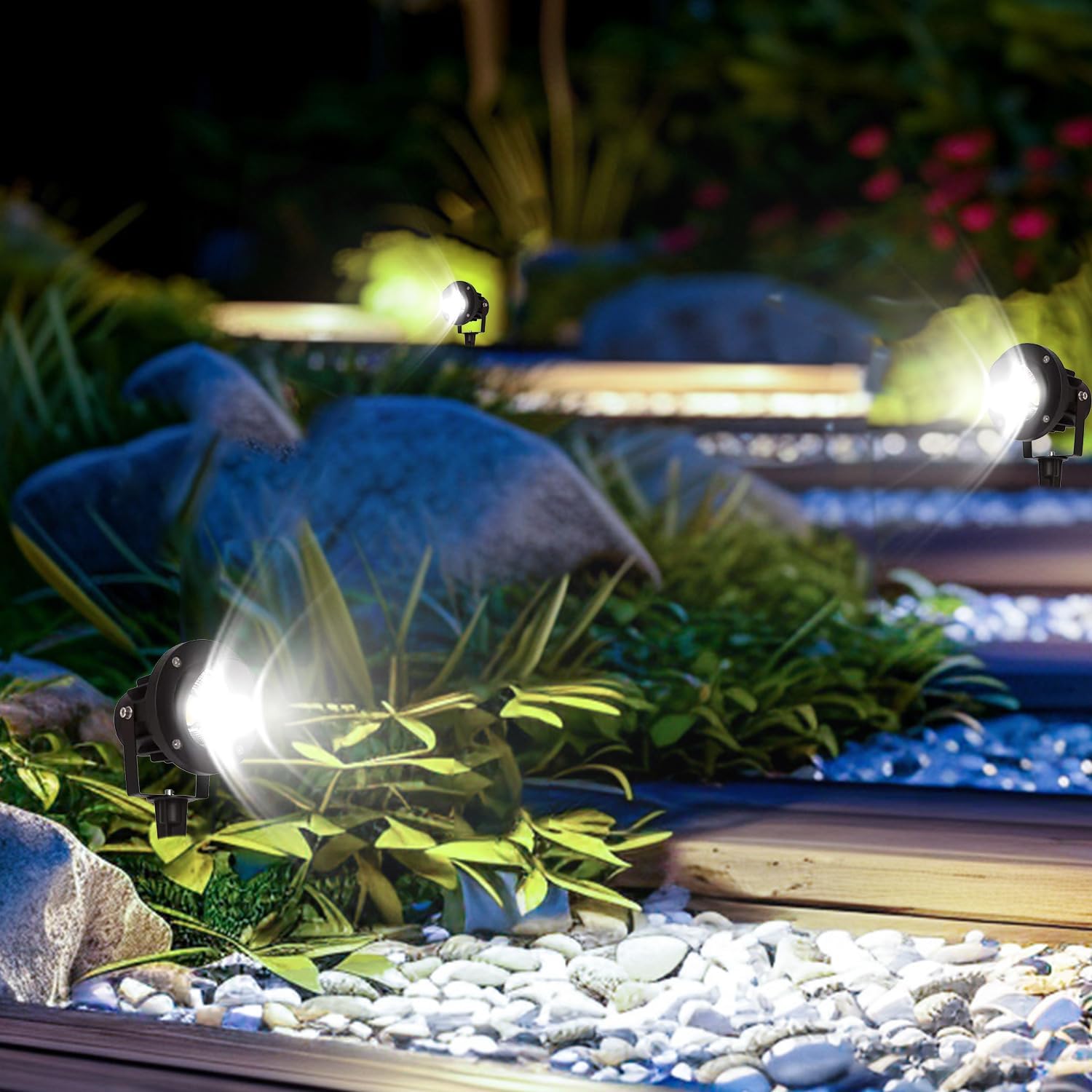 EAGLOD 20W Spot Lights Outdoor 5000K Daylight White Flag Pole Light 12V~24V AC/DC LED Landscape Spotlights, Waterproof Low Voltage Landscape Lighting Outdoor (Black, 20W, Daylight(5000K))