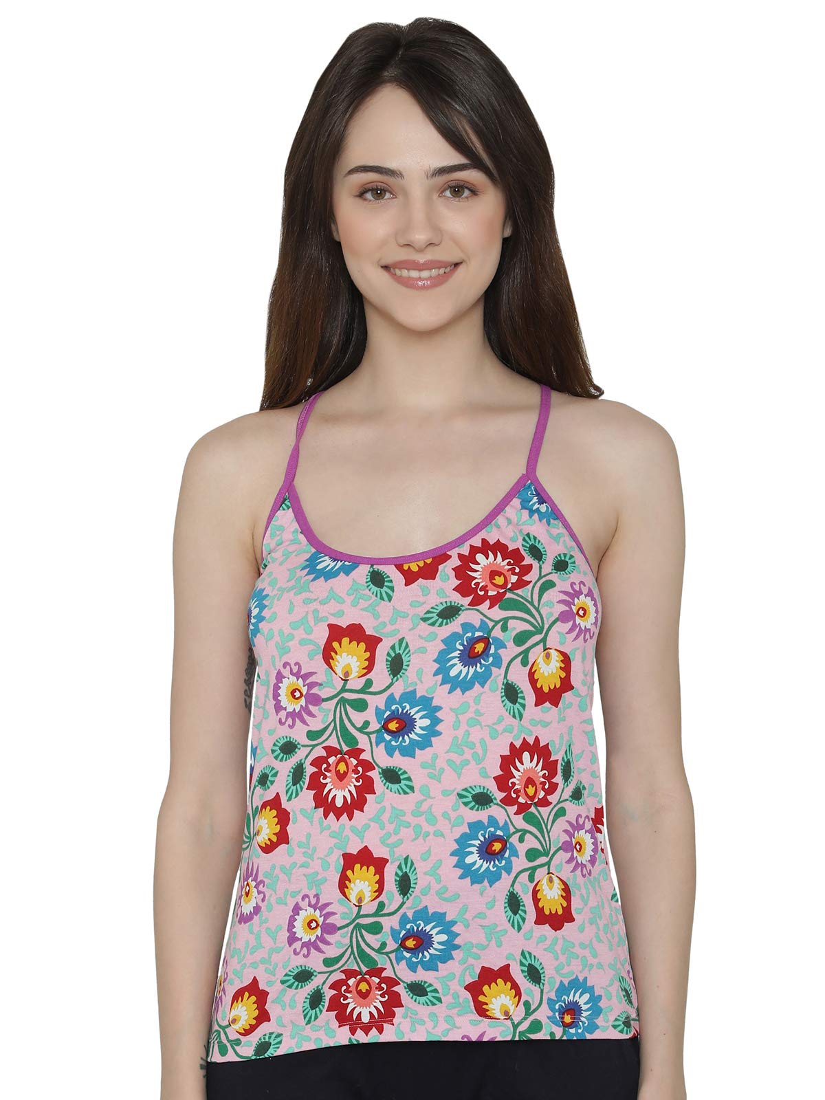 Clovia Women's Cotton Printed Racerback Tank Top