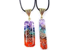 1-2 Pcs Rainbow Orgone 7 Chakra Natural Stone Pendant Necklace