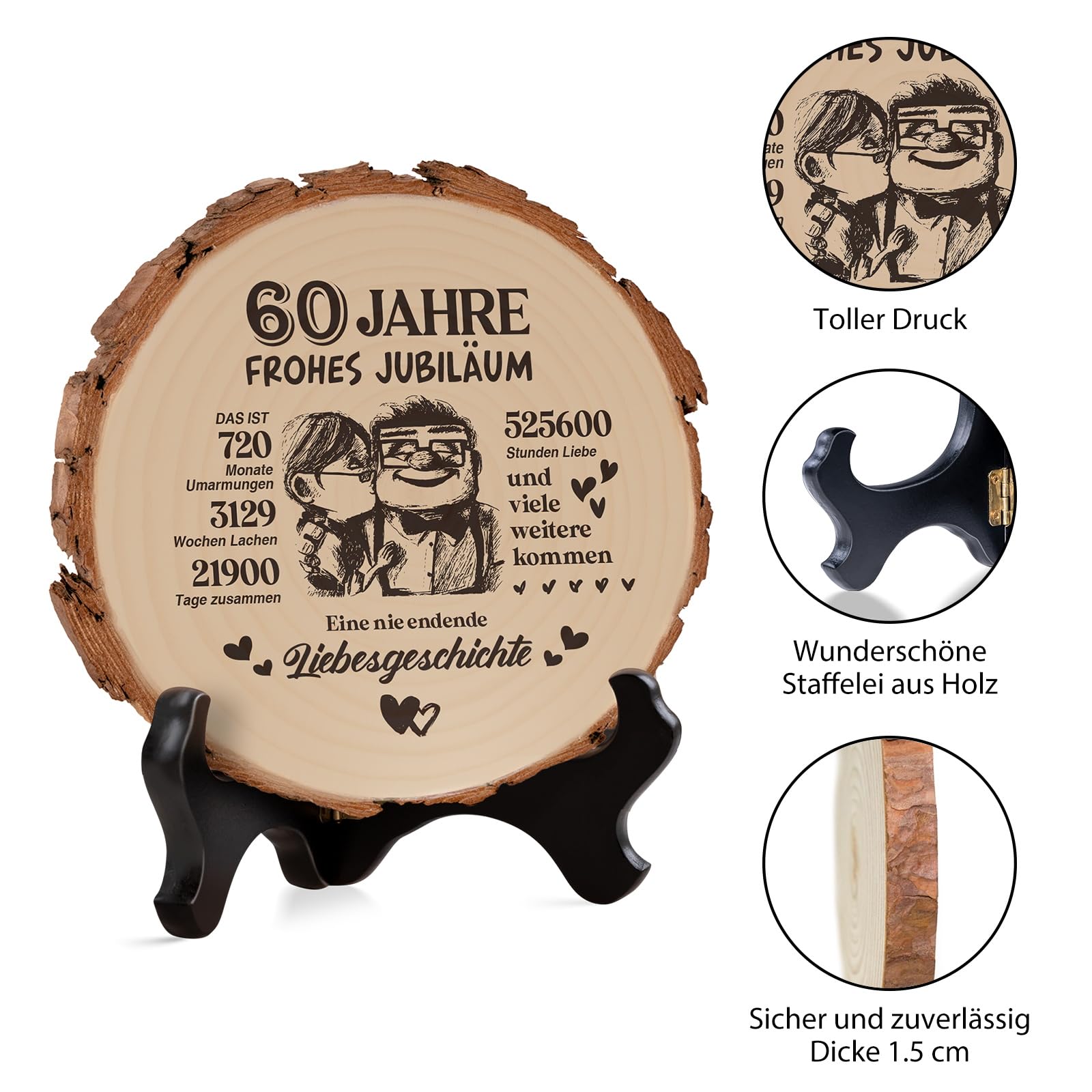 Targa 60° Anniversario Matrimonio - Pergamena Dorata Con Cofanetto Blu, Regalo Nozze Diamante - Foto 5