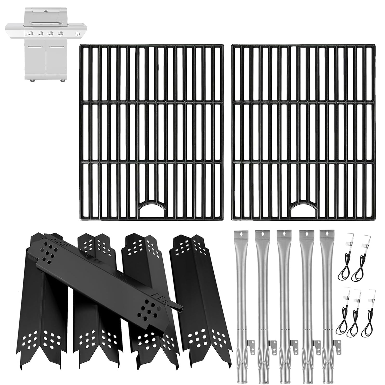 Photo 1 of BBQration Replacement Parts Kit for Nexgrill 5-Burner 720-0888 720-0888N 720-0888A, 4-Burner 720-0830H 720-0830, Cooking Grate, Grill Heat Shield and Burner Kit for Nexgrill Replacement Parts