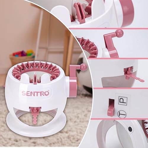 Miniatura 5 de seater Máquina de tejer de 48 agujas, máquina de tejer con contador de filas y llaves de conversión lisastubos, kits de máquina de telar de punto