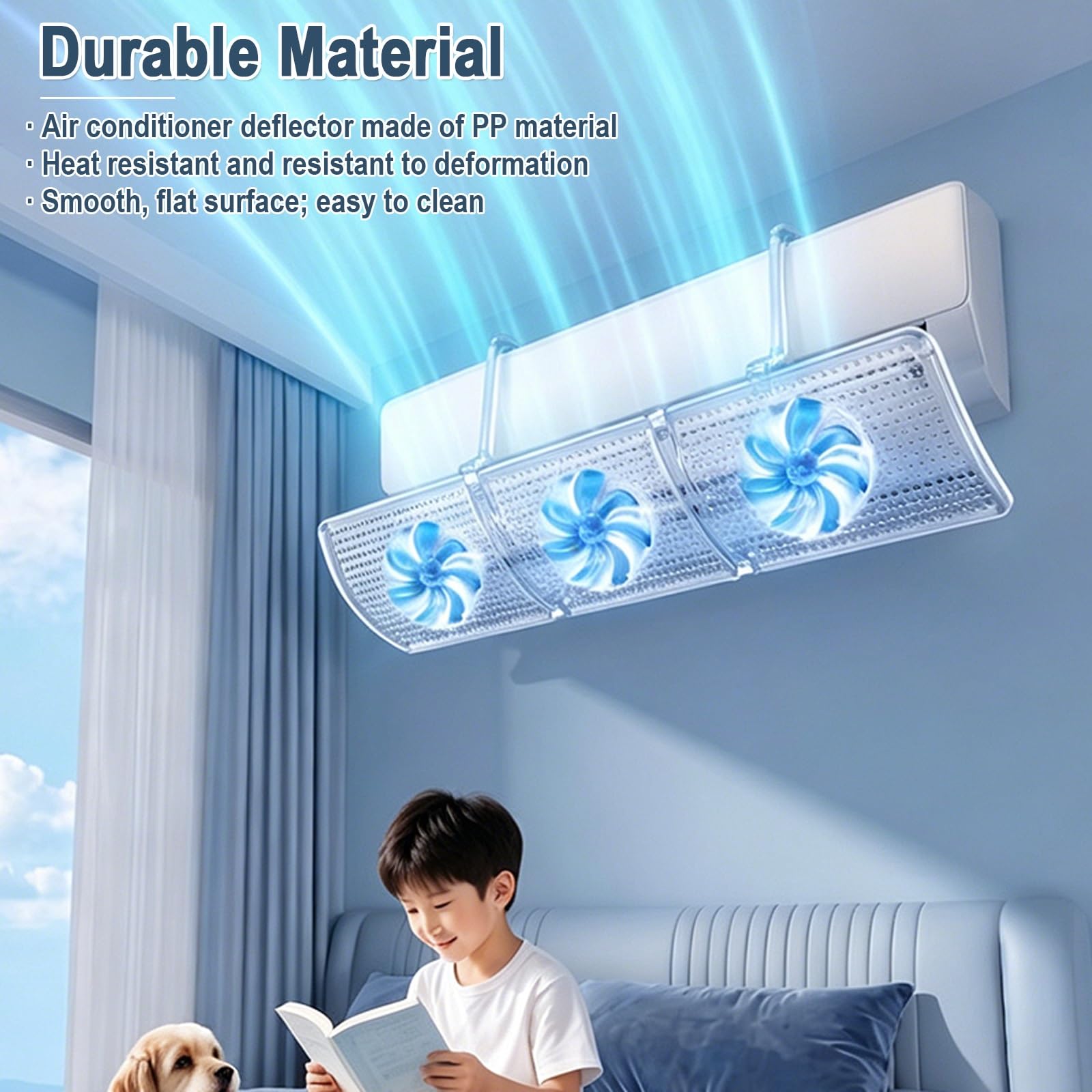 Deflettore Condizionatore Universale, Deviatore Aria Condizionata Regolabile 52-86 cm, Rotazione 270°, Plastica PP