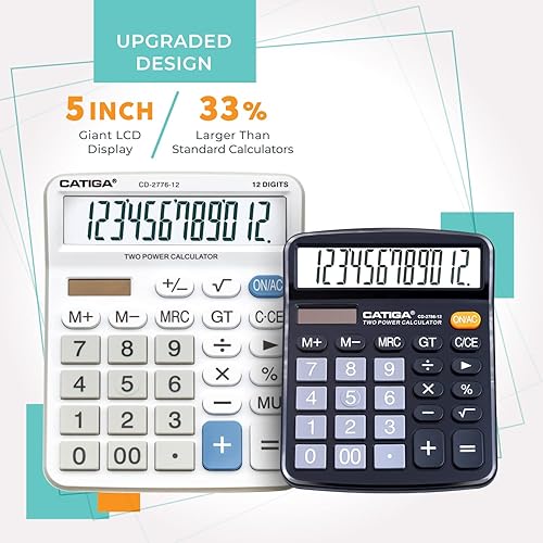 Miniatura 2 de Calculadora de escritorio comercial de alta calidad de 12 dígitos con gran pantalla LCD de 5 pulgadas, botones gigantes de buena respuesta, batería