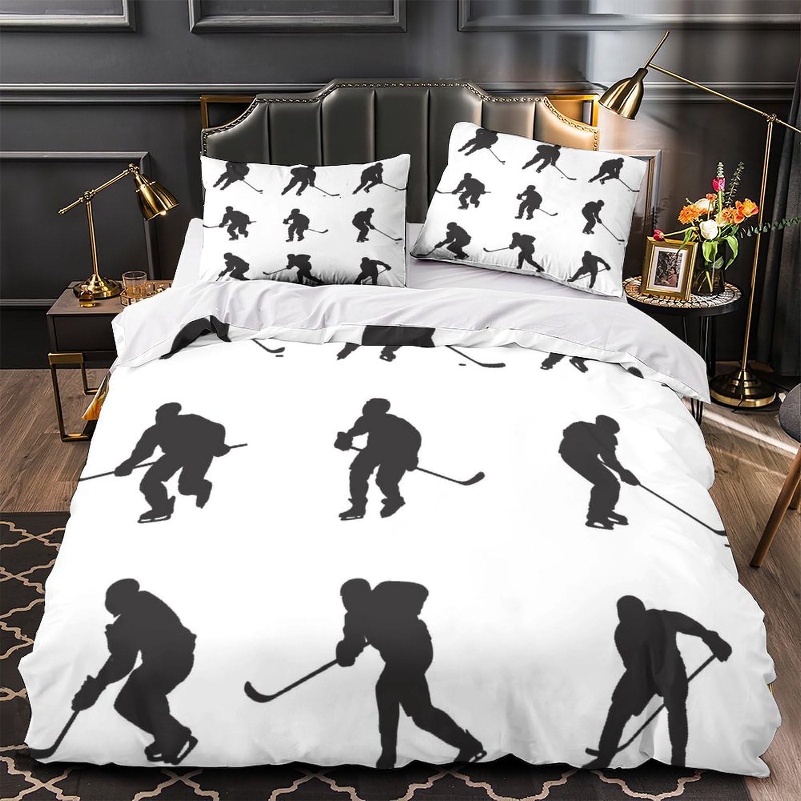 Joueur de hockey néon parure de lit 3D pour décorer une chambre de garçon ado