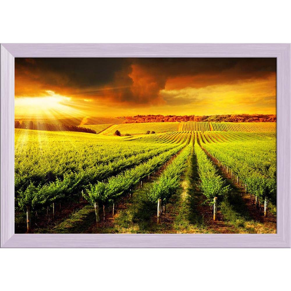 ArtzFolio Sunset Over A Barossa Vineyard Tabletop Painting White Frame 8.4 x 6 inch (21 x 15 cms)
