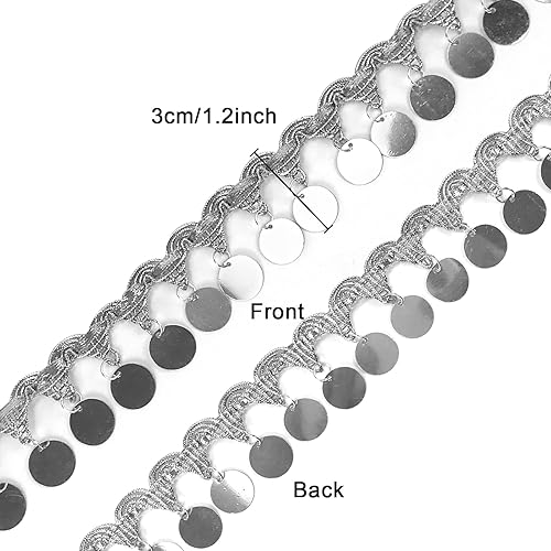 Miniatura 2 de Borlas de lentejuelas redondas brillantes con forma de moneda de 10 yardas, borlas para danza del vientre, accesorios de fiesta, accesorios de