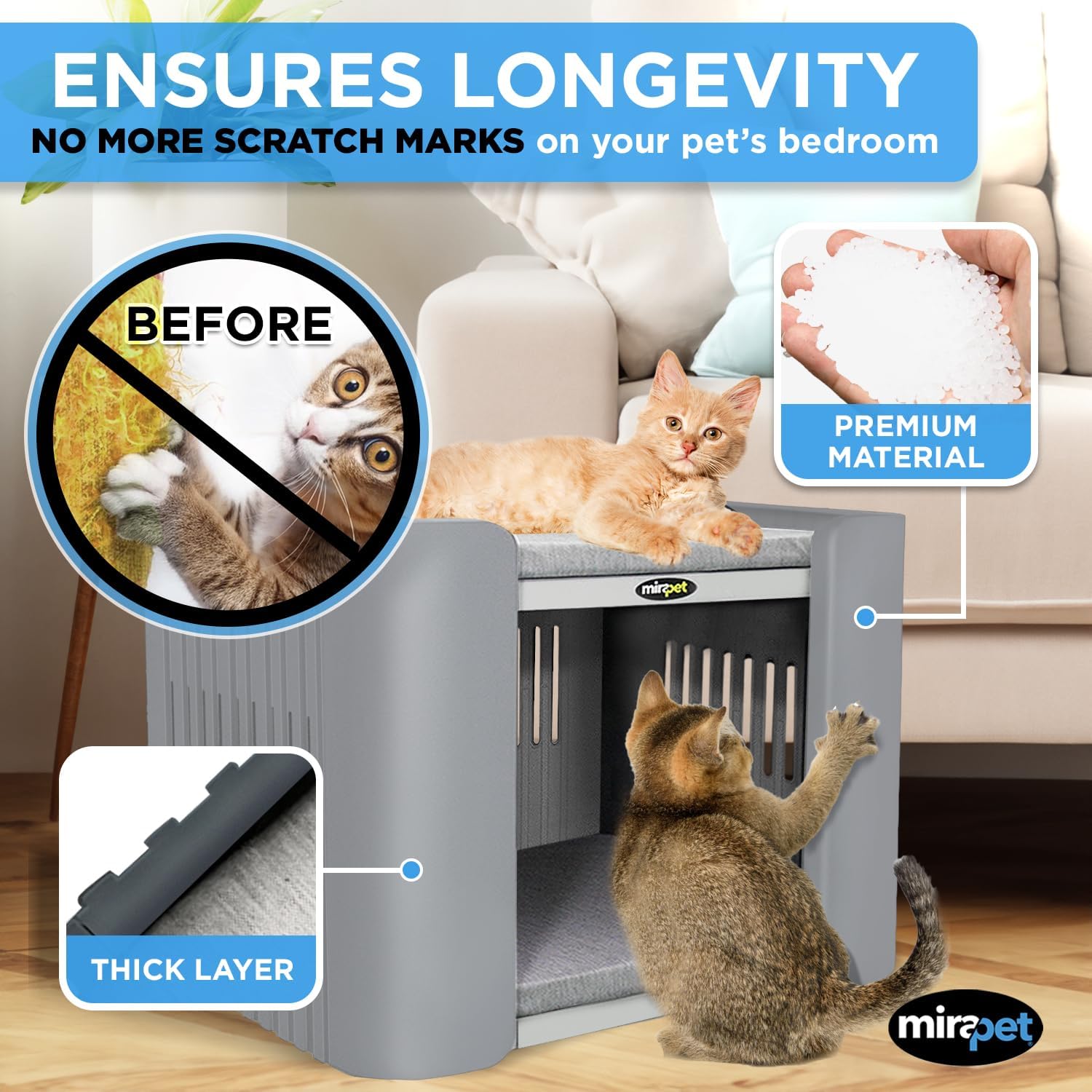 Pet Penthouse - Premium Pet Condo for Superior Comfort - Stylish Design -Convenient & Cozy for Indoor/Outdoor Pets - Durable & Safe Pet Beds with Ventilation (Lt. Gray/Med Gray, Condo)