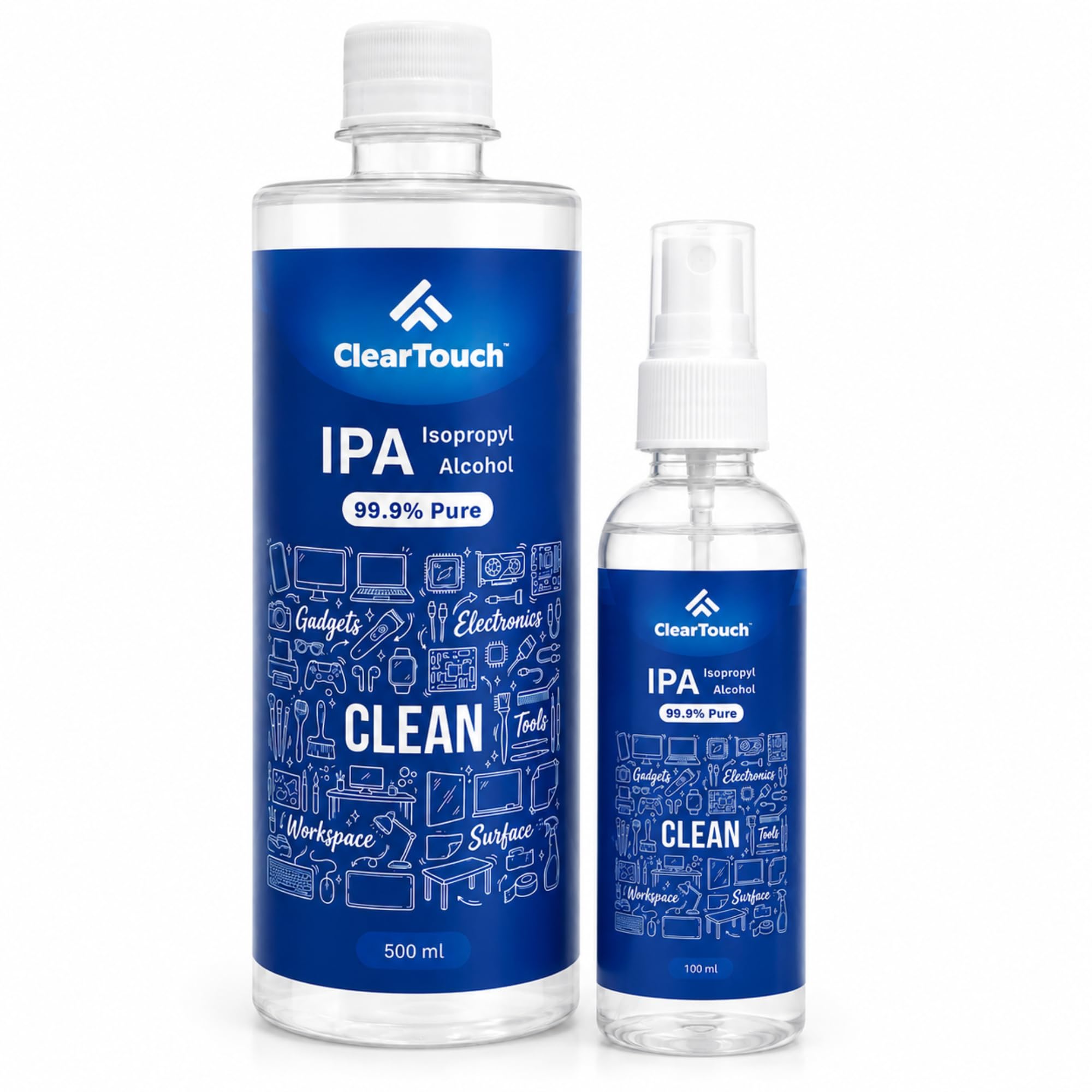 ClearTouch 99.9% Pure Isopropyl Alcohol (IPA), 500 ml + 100 ml Combo | 99.9% Pure | Fast Evaporation | Residue-Free | Multipurpose Gedget Cleaner-image-30